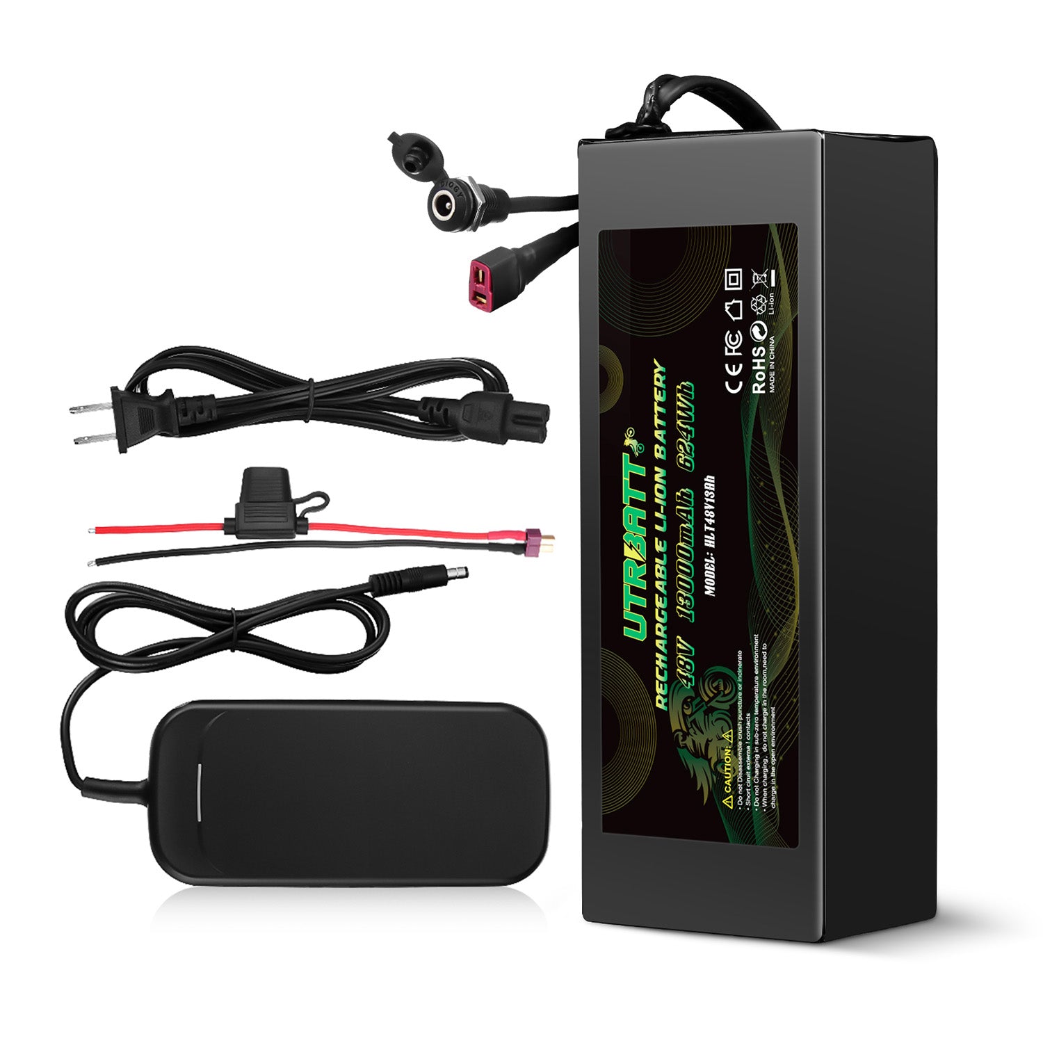48V 13Ah Lithium Ion Battery with Charger - Compatible with E-Bikes & Electric Scooters - Long Lasting Power for Commuting & Outdoor Adventures