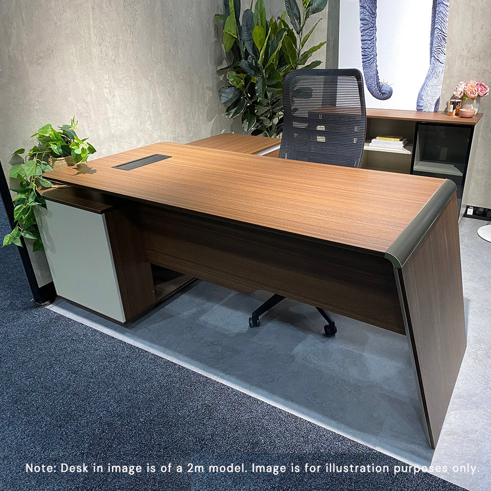 Premium ANDERS Executive Desk with Reversible Return - 2.2M L-Shaped Office Desk in Hazelnut & Beige | Modern Home Office Furniture for Professionals & Remote Workers
