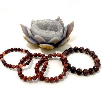 Natural Red Hematoid Fire Quartz Bracelet for Women - Healing Crystal Energy Jewelry for Meditation, Chakra Balancing & Spiritual Protection