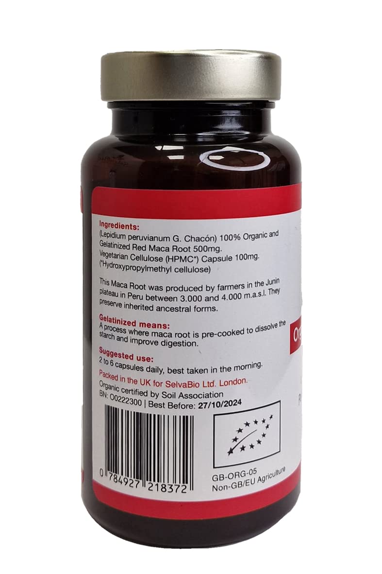 Organic Maca Root Capsules 500mg - 100 Vegan Pills, Certified Organic Peruvian Maca for Hormonal Balance, Energy & Libido Boost - Supports Men & Women's Wellness - Perfect for Daily Supplement, Workout Recovery & Stress Relief