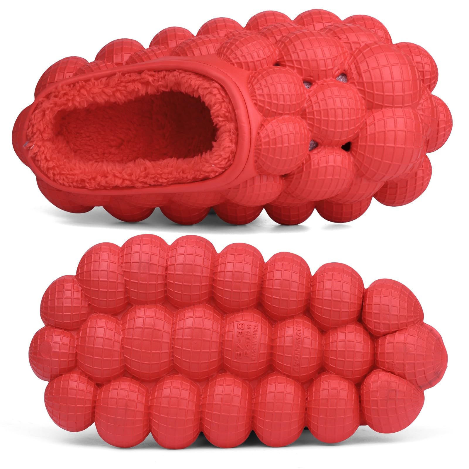 Furry Bubble Slides for Women & Men - Winter Warm Plush Lined Slippers with Thick Sole | Cozy Indoor House Shoes for Bedroom, Lounge & Home Comfort