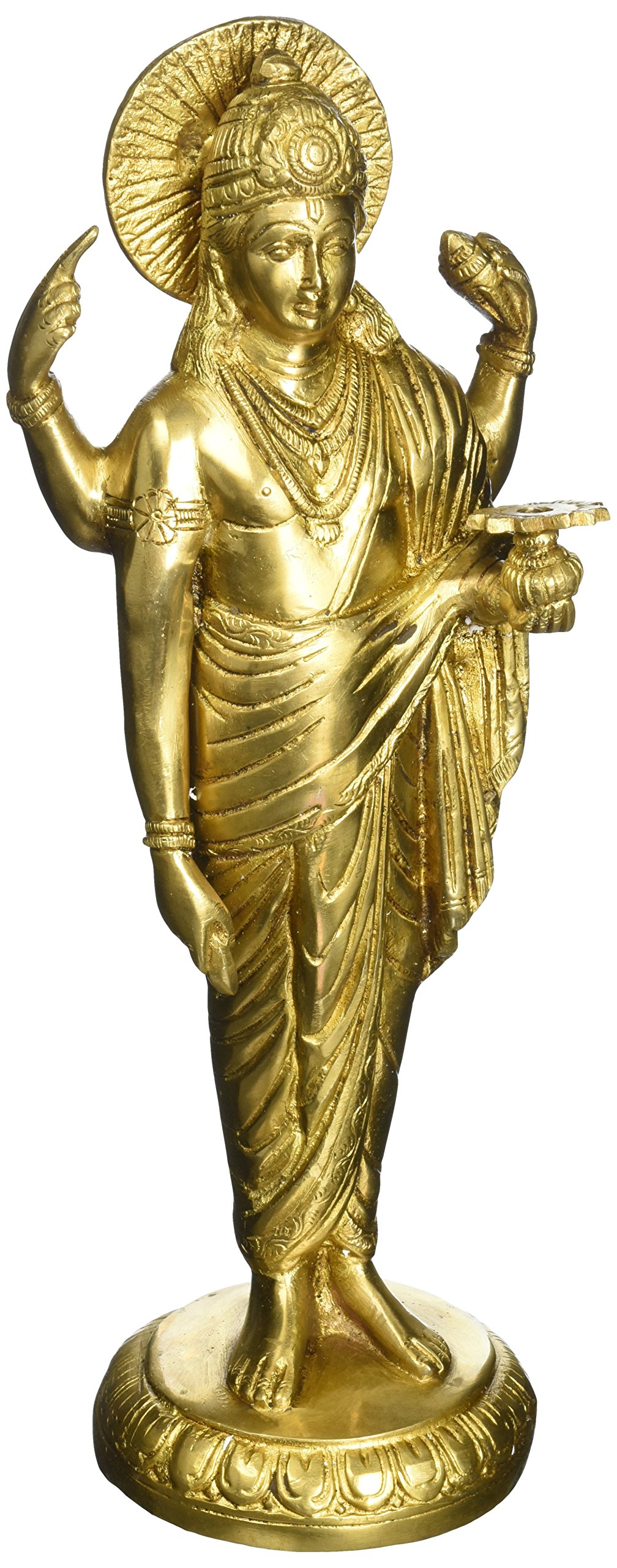 Dhanvantari - Divine Physician of Gods Brass Statue with Amrita Kalasha | Hindu Deity Sculpture for Home Altar, Yoga Studio & Spiritual Decor