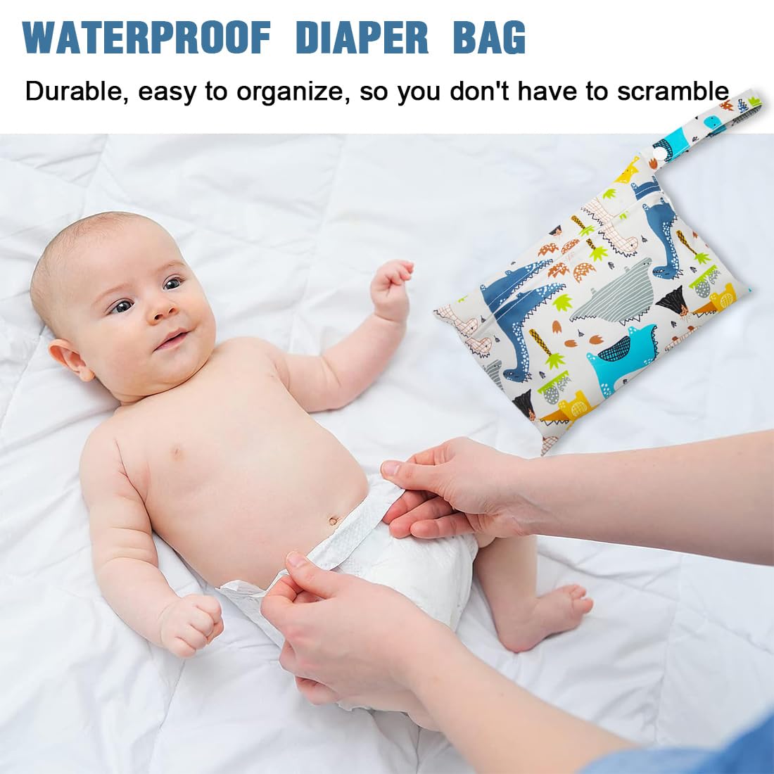 EODKSE 2 Pack Reusable Waterproof Washable Diaper Bags for Baby - Separate Wet/Dry Compartments, Multi-Functional Diaper Tote for Pool Outings, Travel & Daycare Essentials