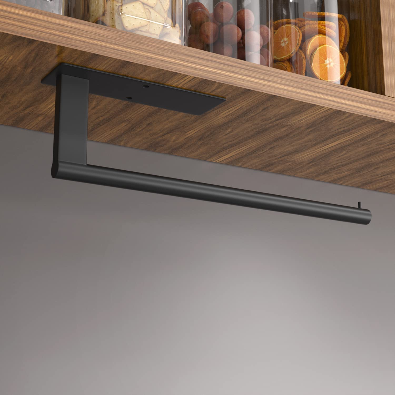 Stainless Steel Under Cabinet Kitchen Roll Holder - Matte Black Paper Towel Rack with Self-Adhesive Mounting for Kitchen, Pantry & Bathroom | Space-Saving Storage Solution for Easy Access to Paper Towels While Cooking or Cleaning