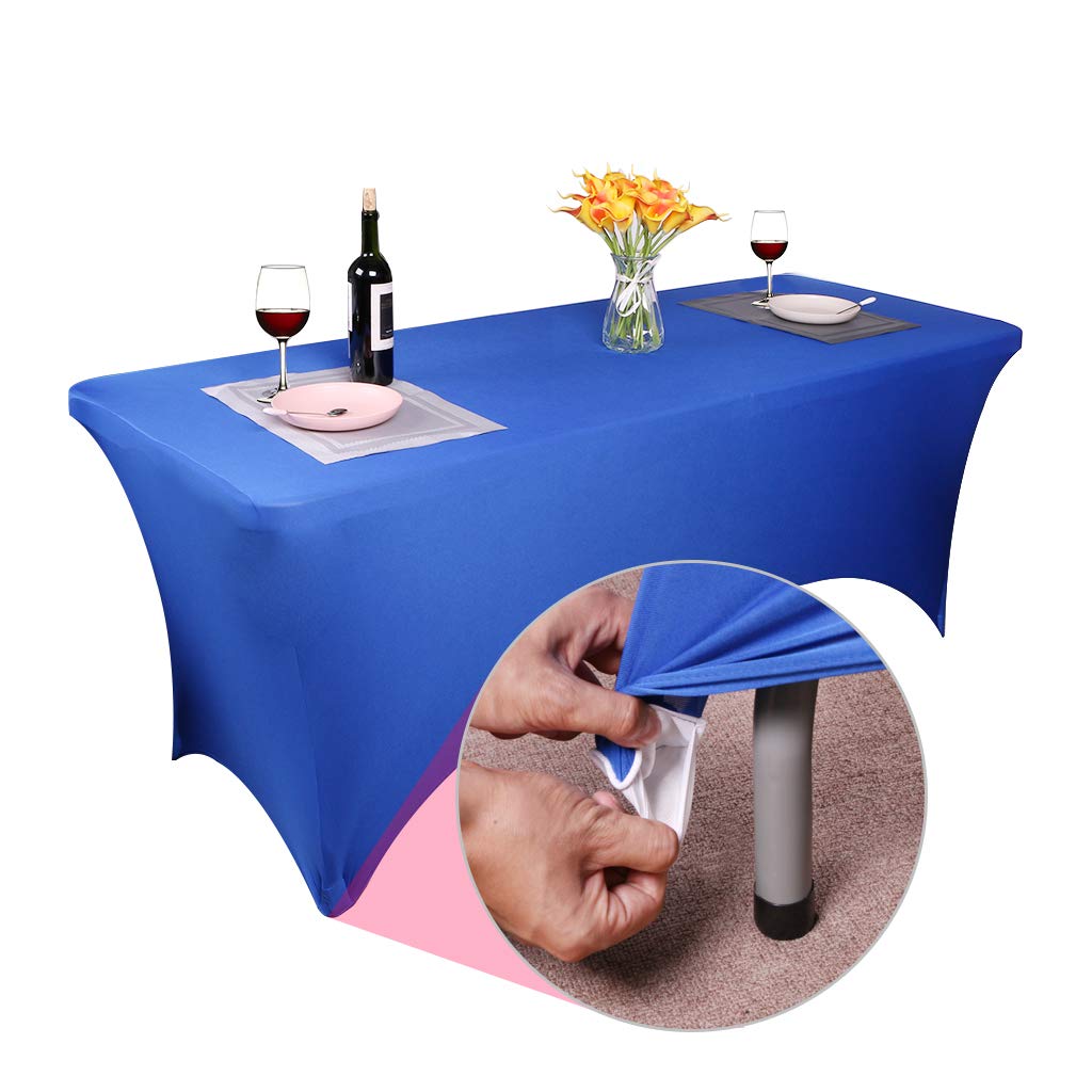 2-Pack Orange Spandex Tablecloth - 6FT Stretch Rectangular Table Cover, Washable Fitted Table Protector for Party, Wedding, Banquet, Festival, Christmas - Perfect for Outdoor Patio Dining & Holiday Decorations