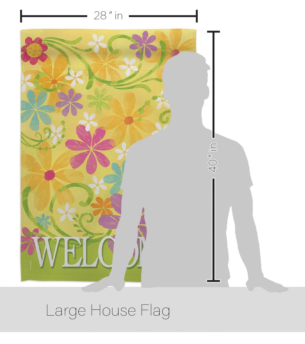 Welcome Daisy Garden Flag Set 28x40in w/Flagpole - Home Decor for Outdoor & Indoor