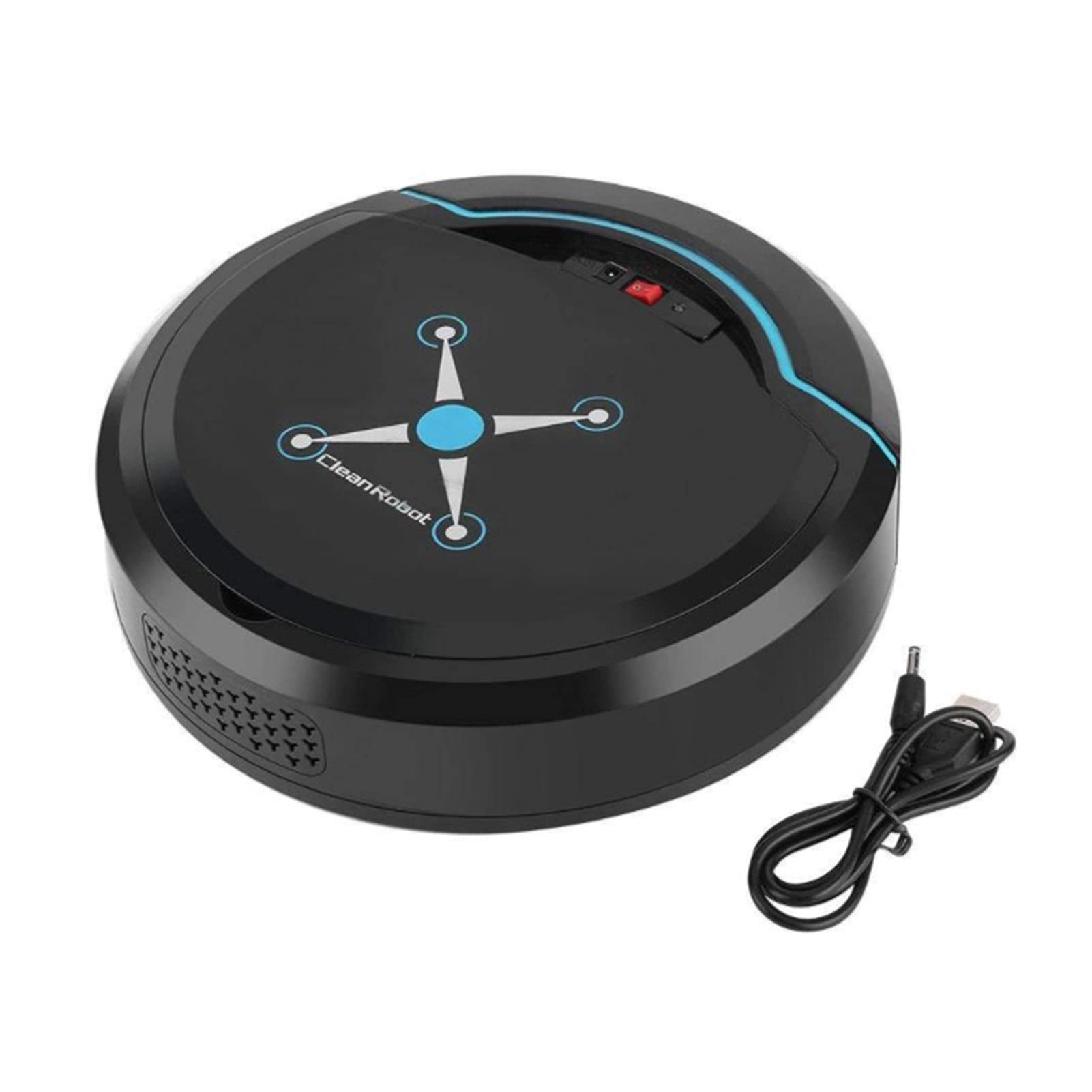 Smart Robot Vacuum Cleaner - Automatic USB Rechargeable Floor Cleaning Machine for Carpets & Hardwood - Ideal for Pet Hair, Dust & Broadleaf Tree Debris - Home & Office Use (Black)