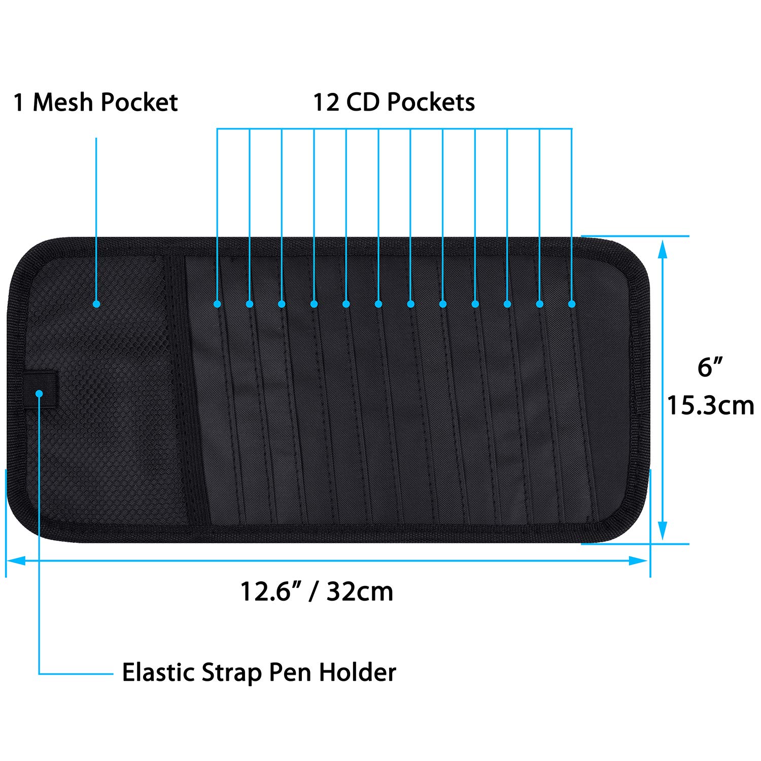 Premium Car CD Case Holder & Sunglass Organizer for Car Visor - Compact Storage Solution for Road Trips, Commuting & Travel Accessories