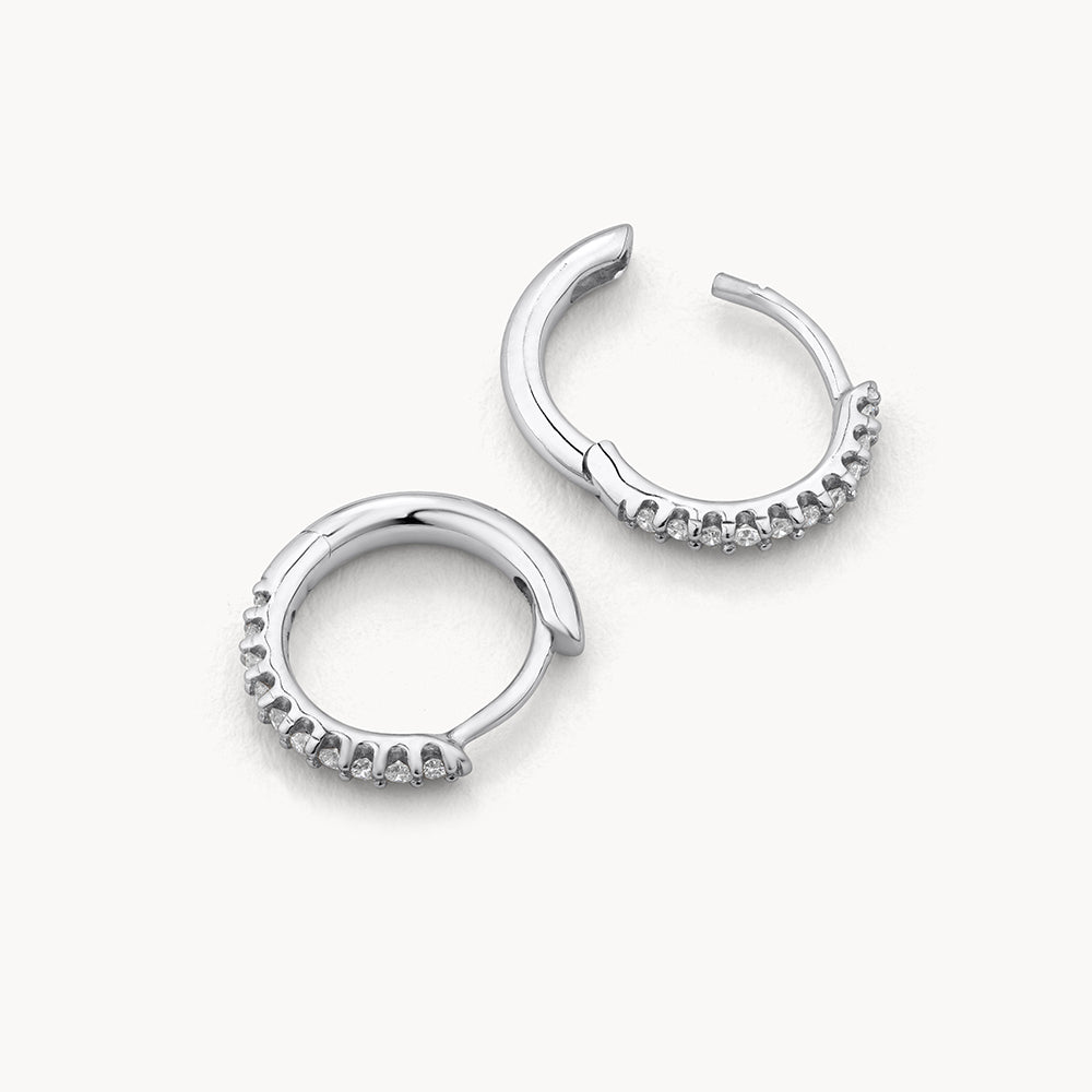 Diamond Huggie Earrings in Sterling Silver - Perfect for Everyday Wear, Date Nights & Special Occasions