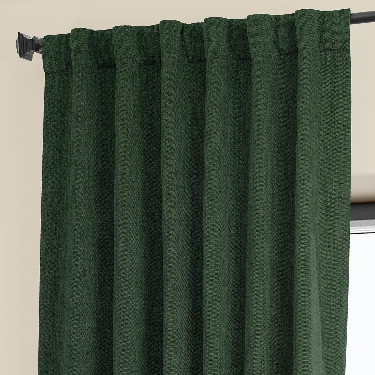 Key Green Textured Faux Linen Blackout Curtains - Thermal Insulated Window Drapes for Bedroom, Living Room & Home Theater