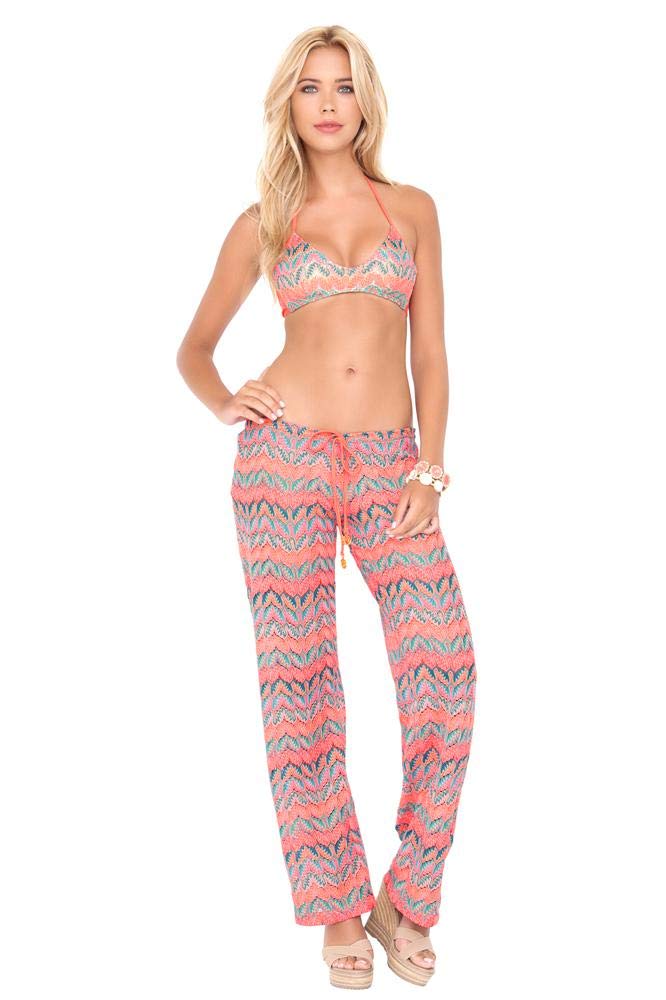 Fuego DIVINO Women's Beach Pants - Lightweight Quick-Dry Swim Cover Up with Pockets - Perfect for Pool, Vacation & Summer Travel (Multicolor, Size L)