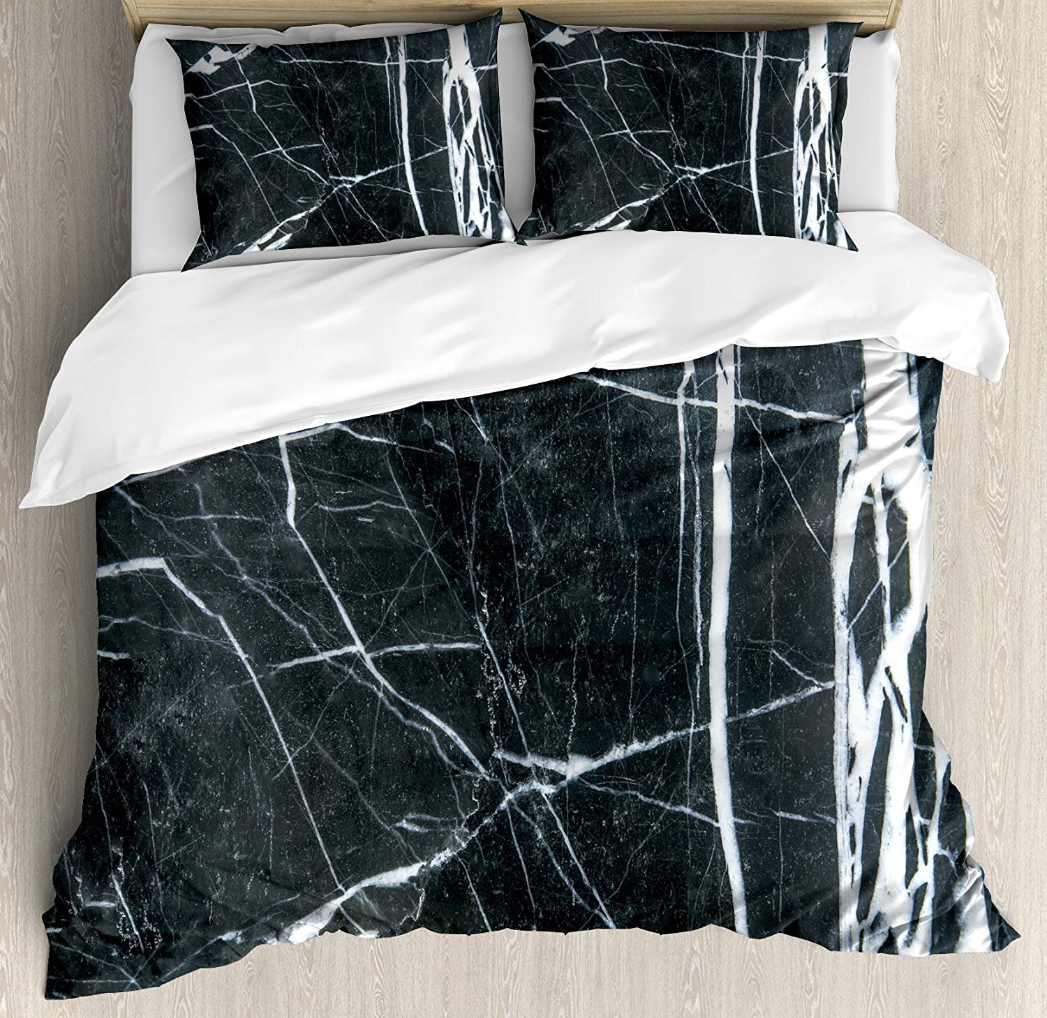 3 Piece King Size Bedding Set - Marble Design Duvet Cover with 2 Pillow Shams | Natural Gemstone & Nostalgic Architecture Pattern | Soft & Comfortable for Bedroom, Guest Room, Hotel Decor