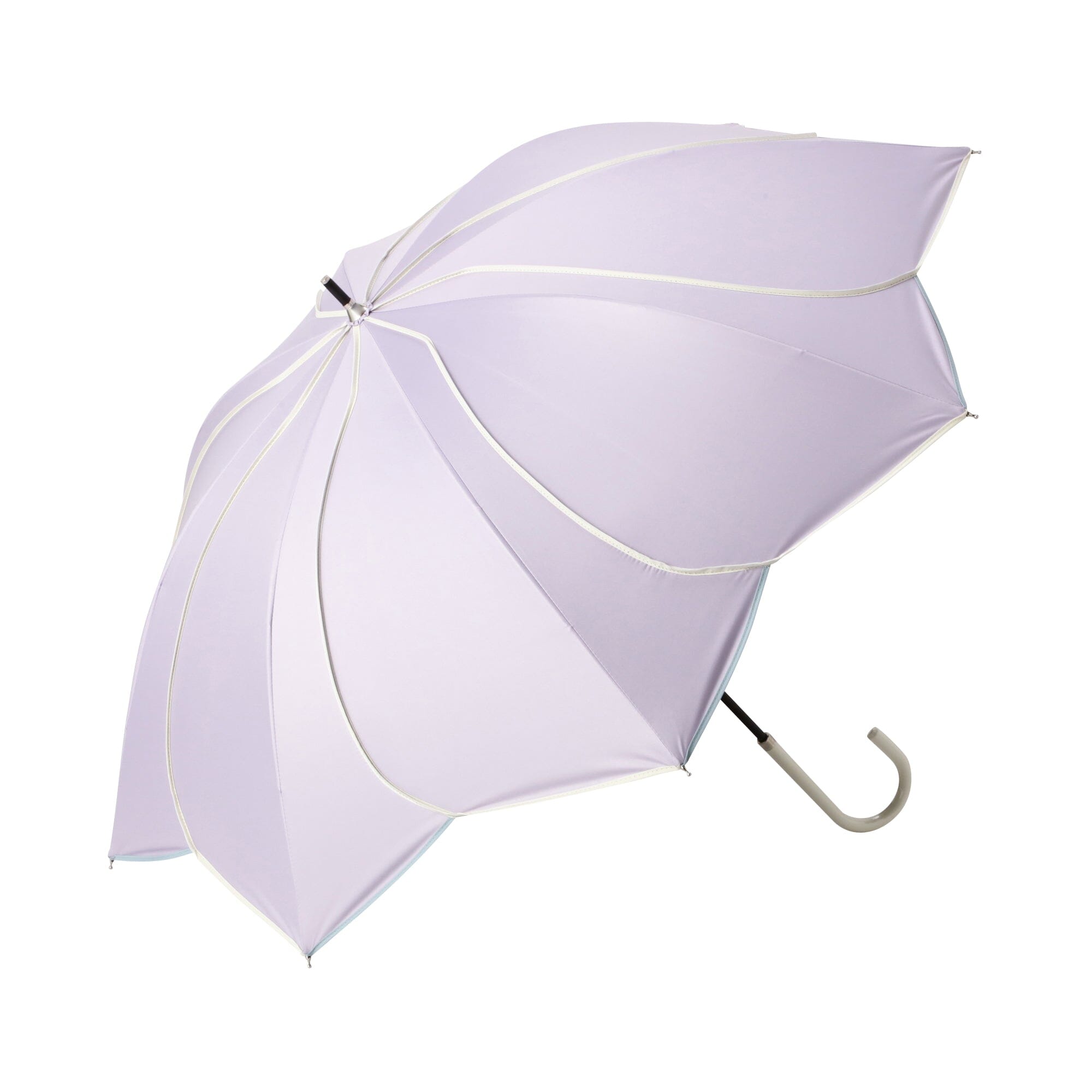 Bicolor Piping Long Umbrella 50cm Purple - Fashionable Rain Protection for Women & Men, Perfect for Outdoor Activities, Commuting, and Travel