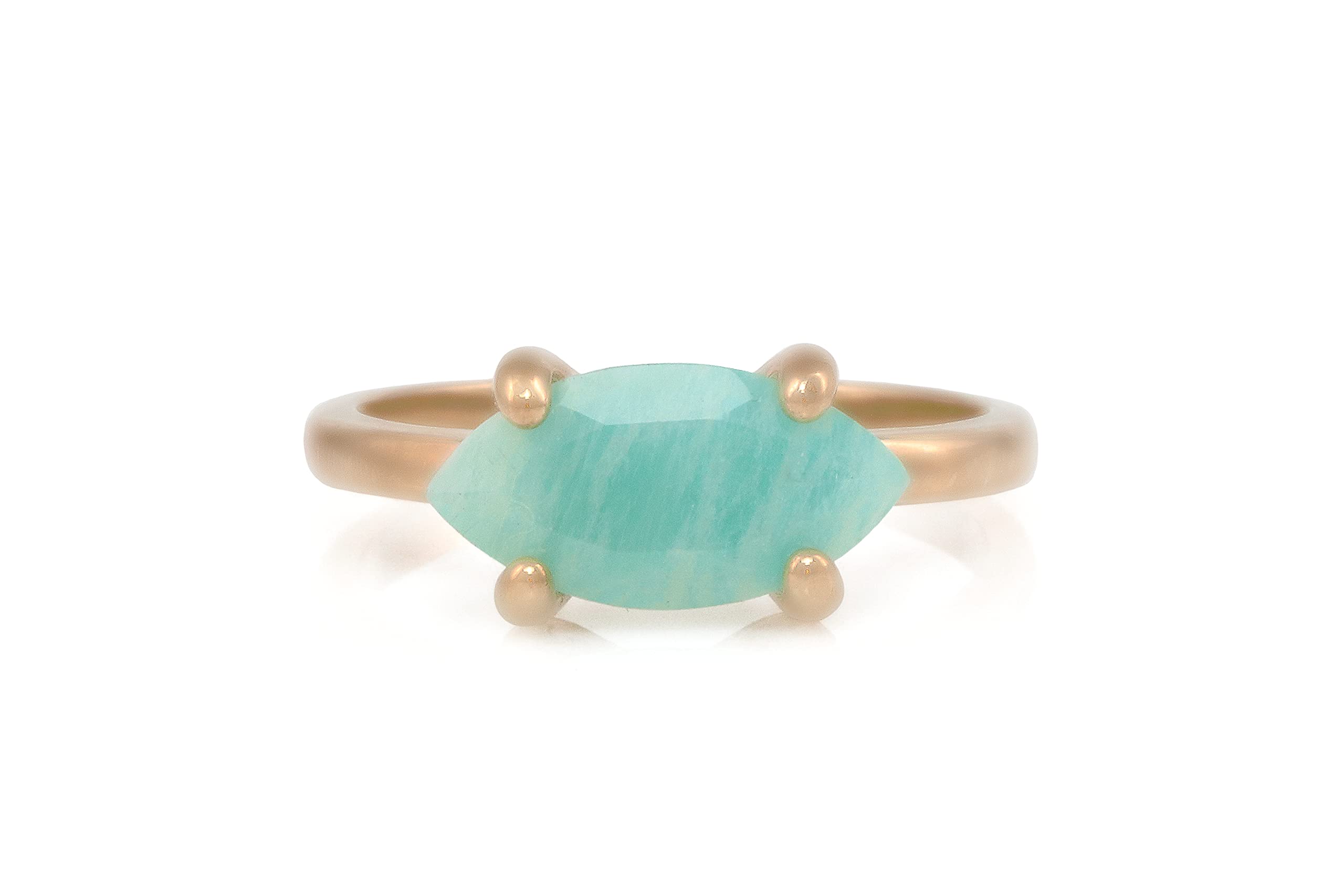 Amazonite Solitaire Ring for Women - Handmade Gold Engagement, Wedding & Promise Ring - Customizable Jewelry with Gift Box - Perfect for Anniversaries, Proposals & Special Occasions