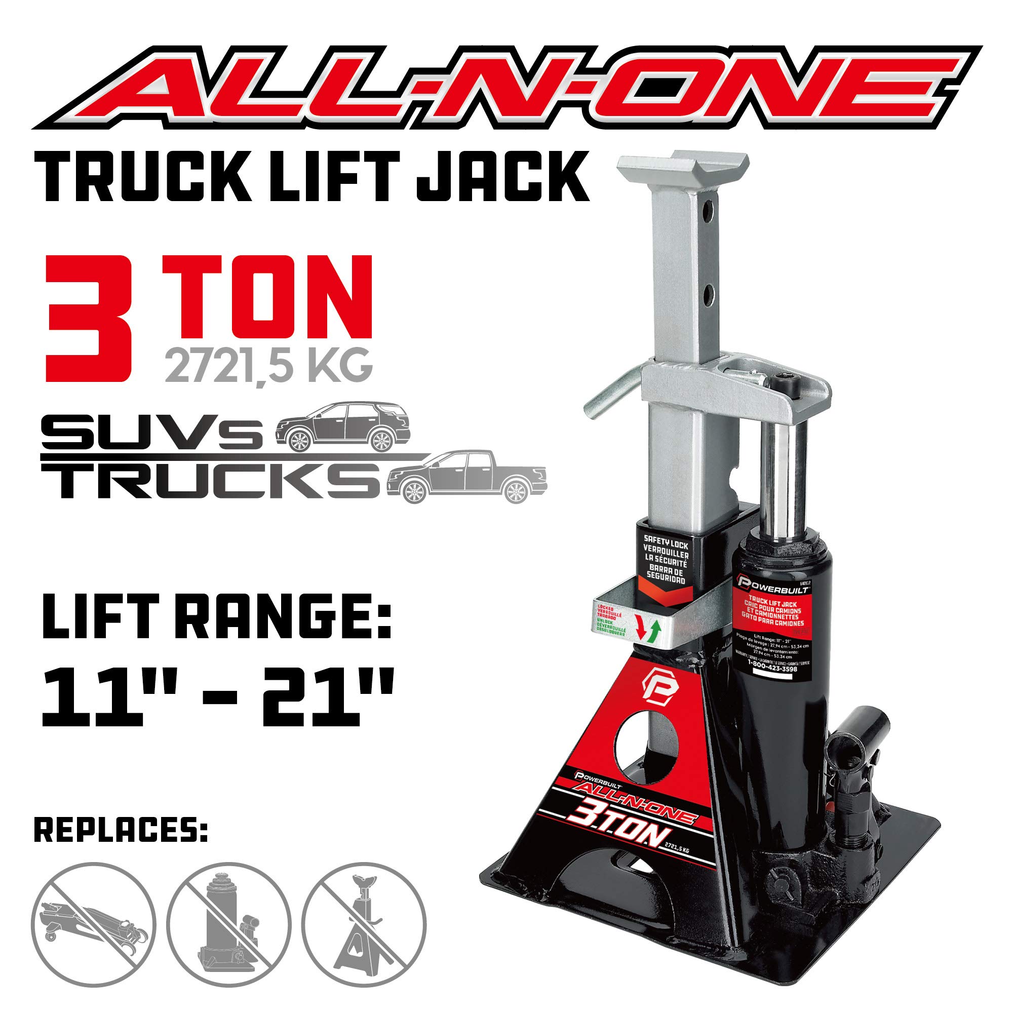 3 Ton Powerbuilt Bottle Jack with Jack Stands & Unijack Pinch Weld Saddle Adapter - All-in-One Car Lift for Vehicle Frame Protection | Ideal for Auto Repair, Tire Changes & Emergency Roadside Assistance