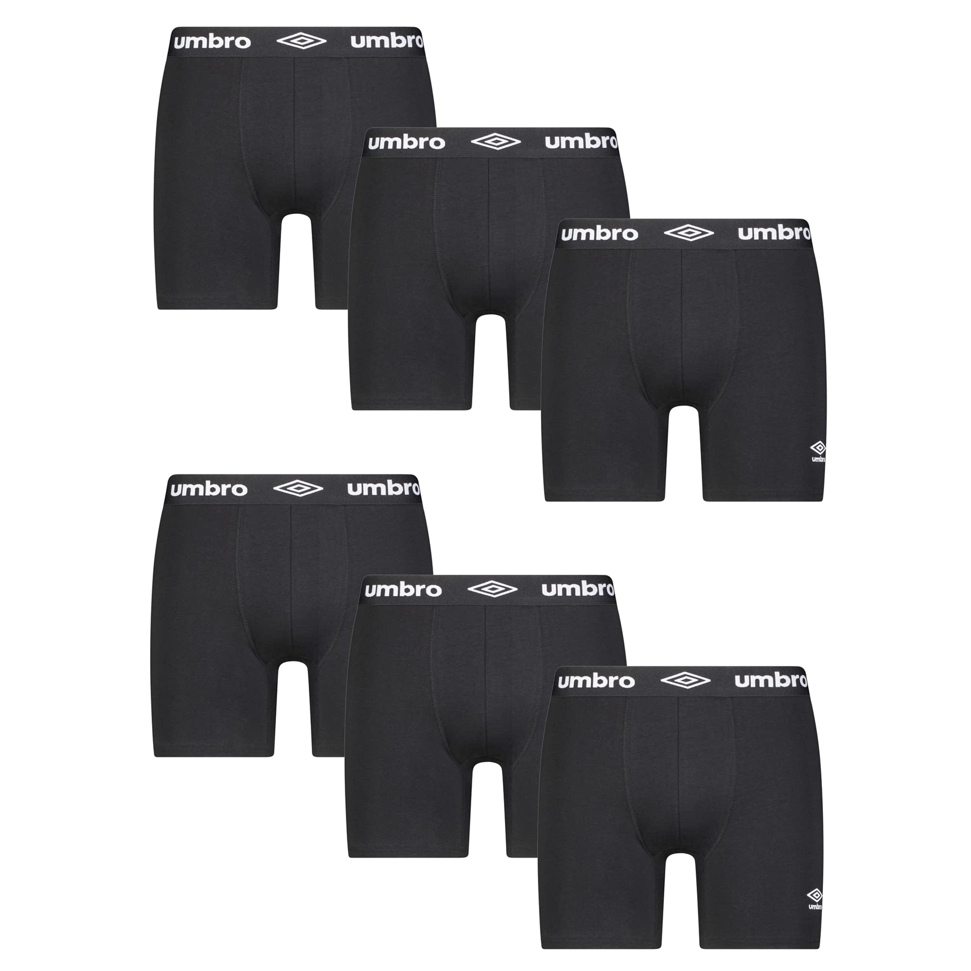 Umbro Men's Boxer Briefs - 6 Pack Breathable Cotton Stretch Underwear for Men (Small, Black) | Soft Comfortable Boxer Shorts for Everyday Wear, Sports & Gym