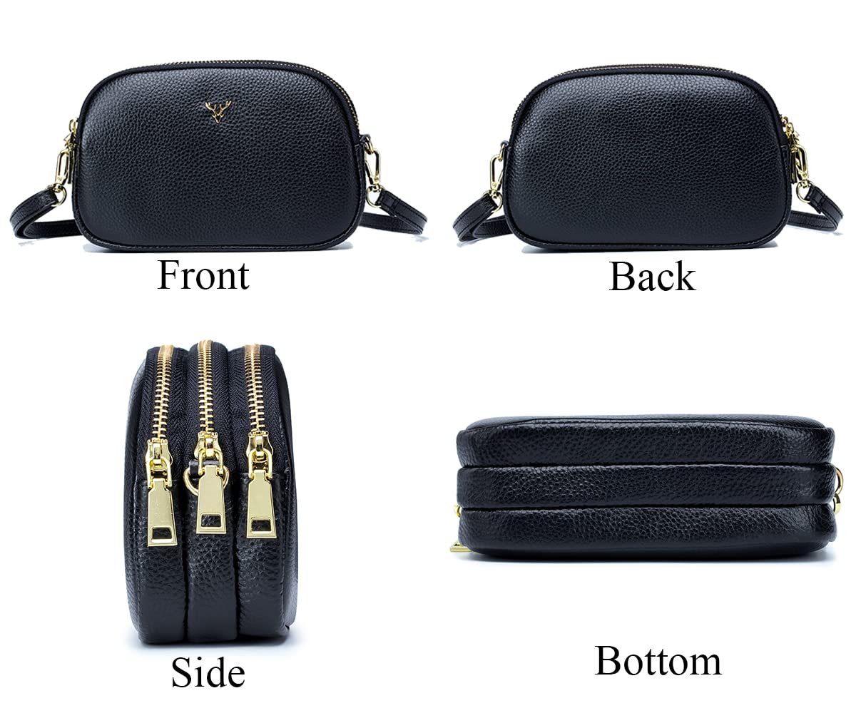Genuine Leather Small Crossbody Bags for Women - Trendy Shoulder Handbag with Phone Pocket - Perfect for Everyday Use, Travel & Shopping