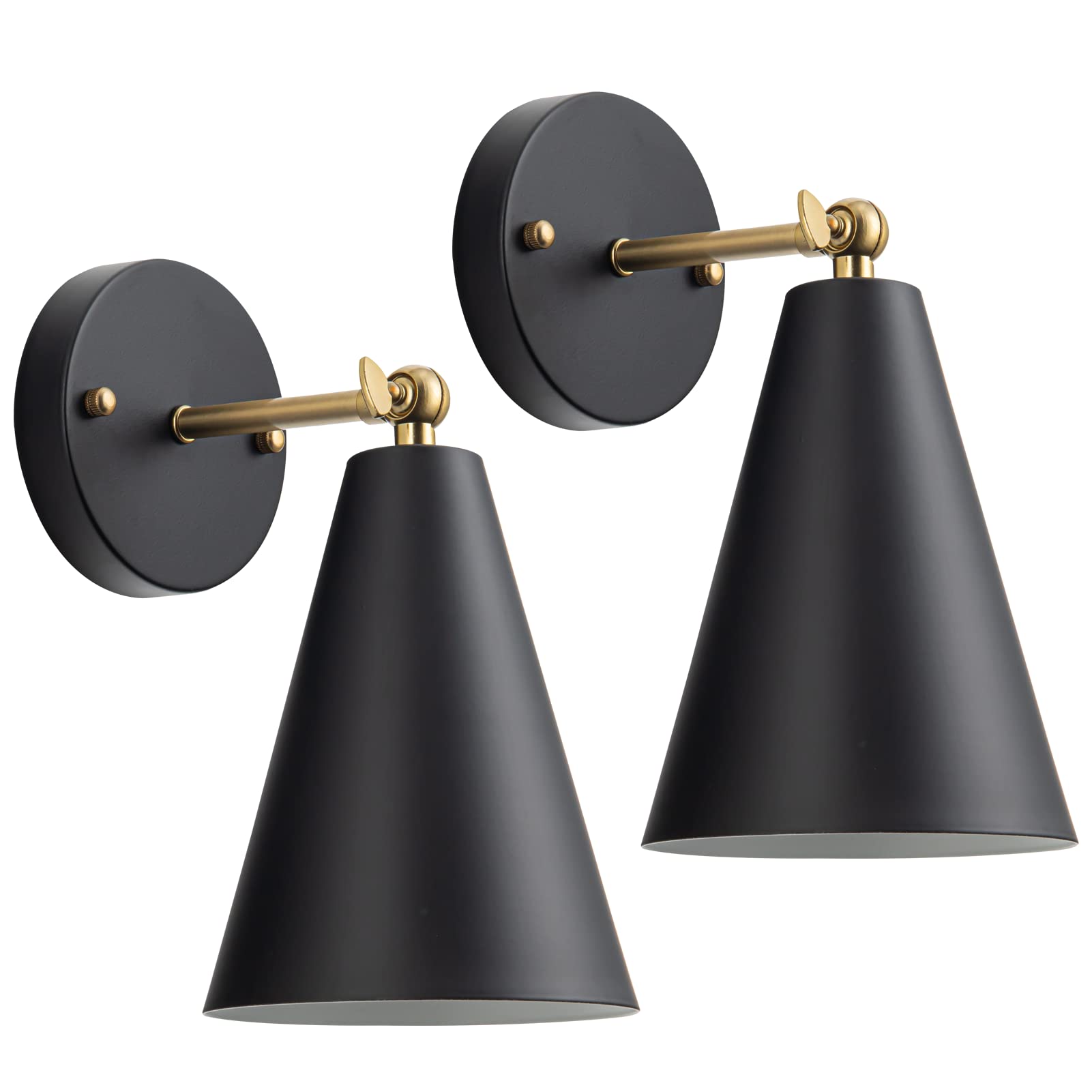 Battery Operated Wall Sconces - No Wiring Required, Rechargeable & Remote Control Dimmable Wall Lights - Farmhouse Style Bedroom, Living Room, Mirror Lighting - Perfect for Home Decor, Accent Lighting & Nighttime Ambience (Black)