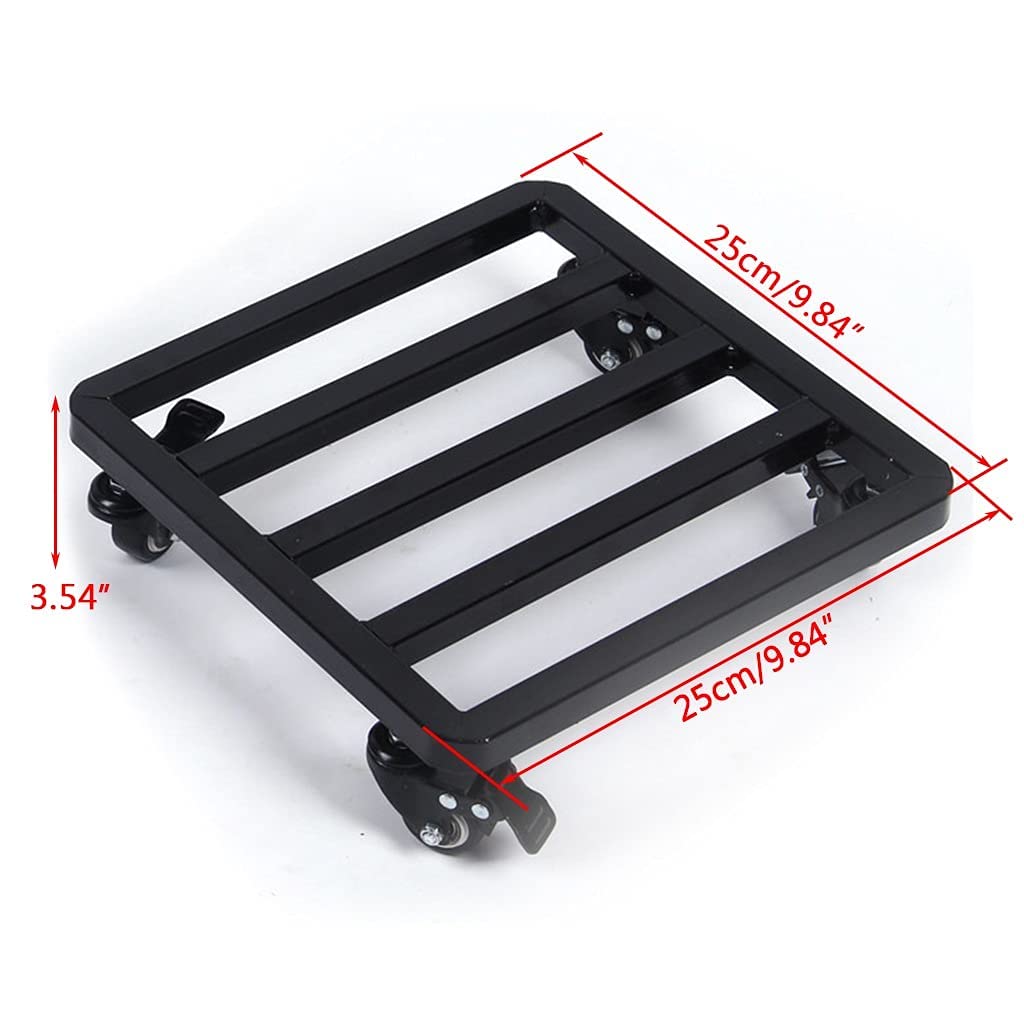 2 Pack Heavy Duty Metal Plant Caddy with Wheels - 9.84 Inch Rolling Plant Stand for Indoor/Outdoor Flower Pots - Black & White Steel Planter Trolley for Easy Moving - Perfect for Garden, Patio, Balcony and Home Decor