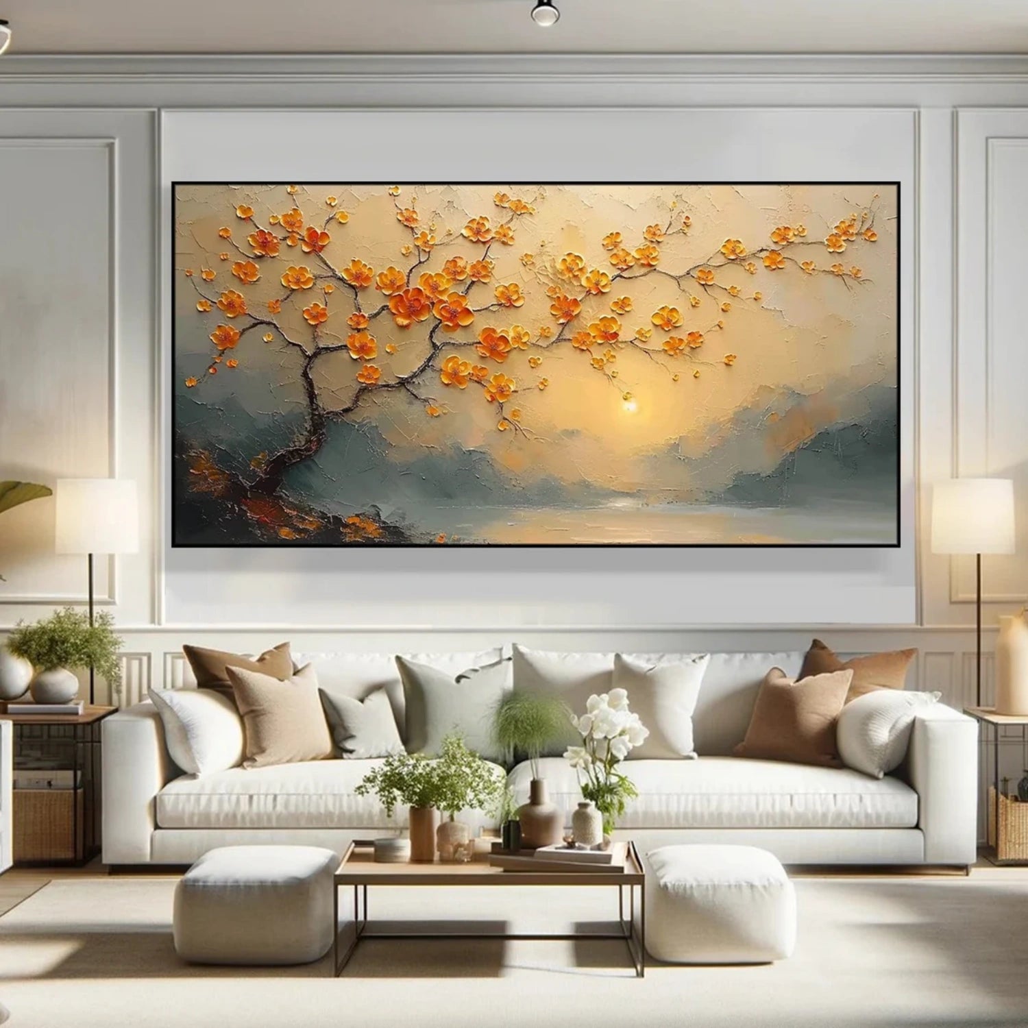 Beautiful Flower and Tree Landscape Painting #FT195 - Perfect for Home Decor, Office Wall Art, and Gift Ideas