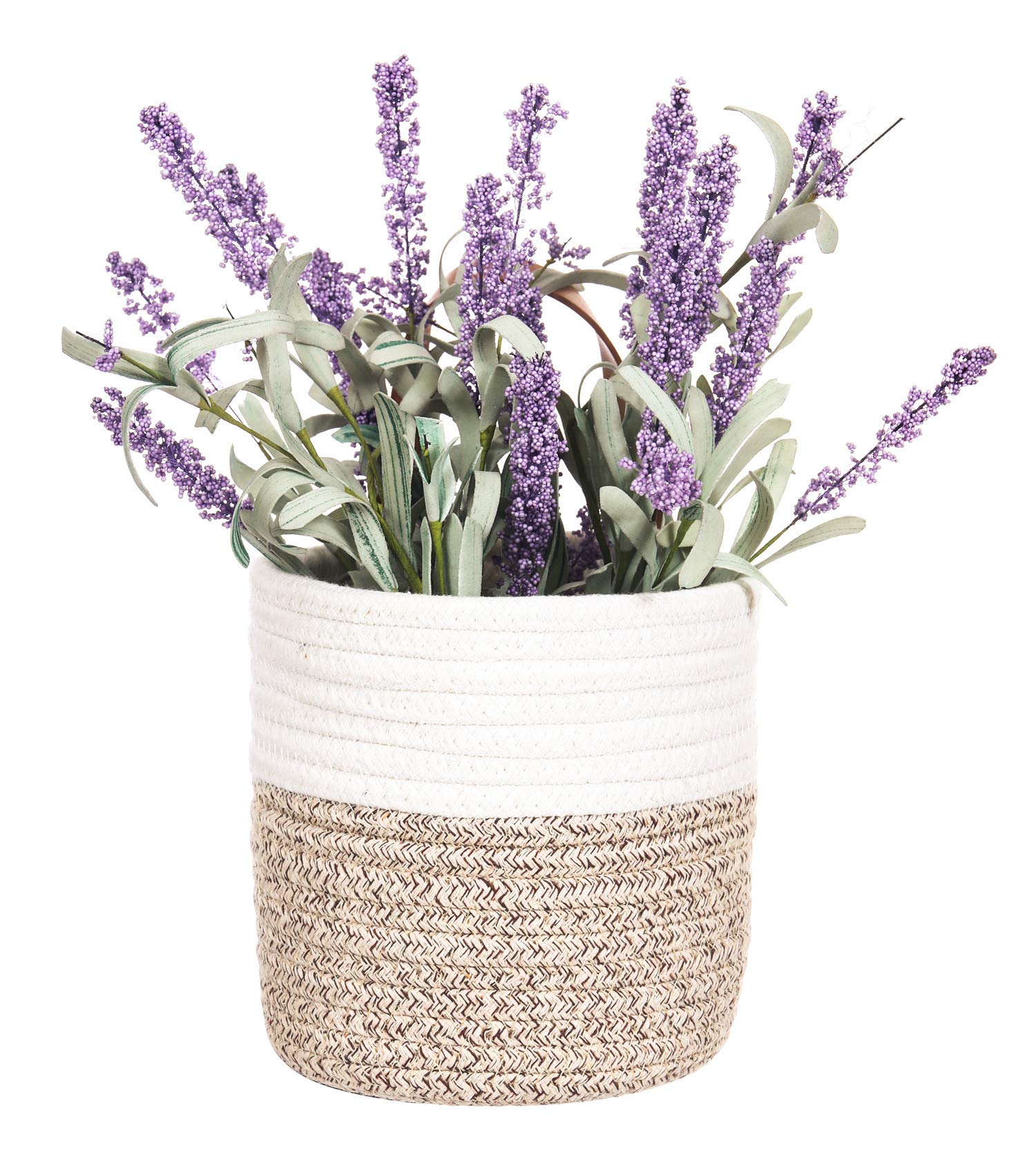 2-Pack Small Hanging Baskets - Cotton Rope Wall Storage Baskets with Handles, 6