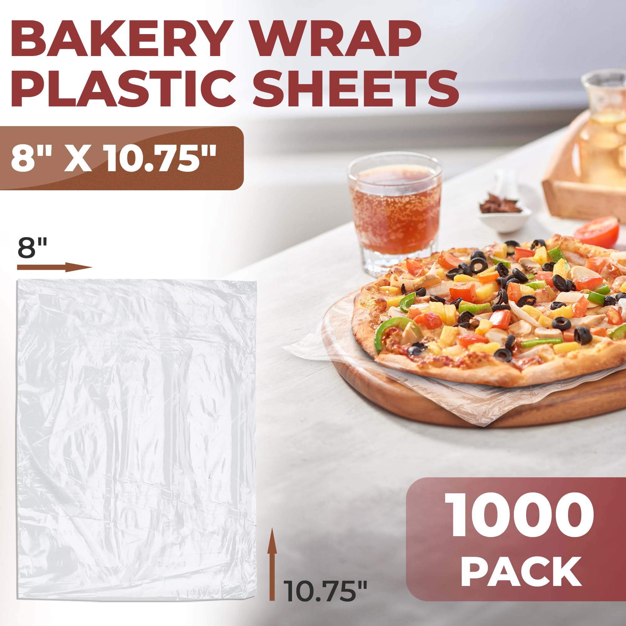 APQ Clear Deli Wraps 8x10.75 Inch - 1000 Count Precut Sandwich Wraps for Delis, Cafes & Food Service - BPA-Free Plastic Food Wrap for Freshness & Presentation