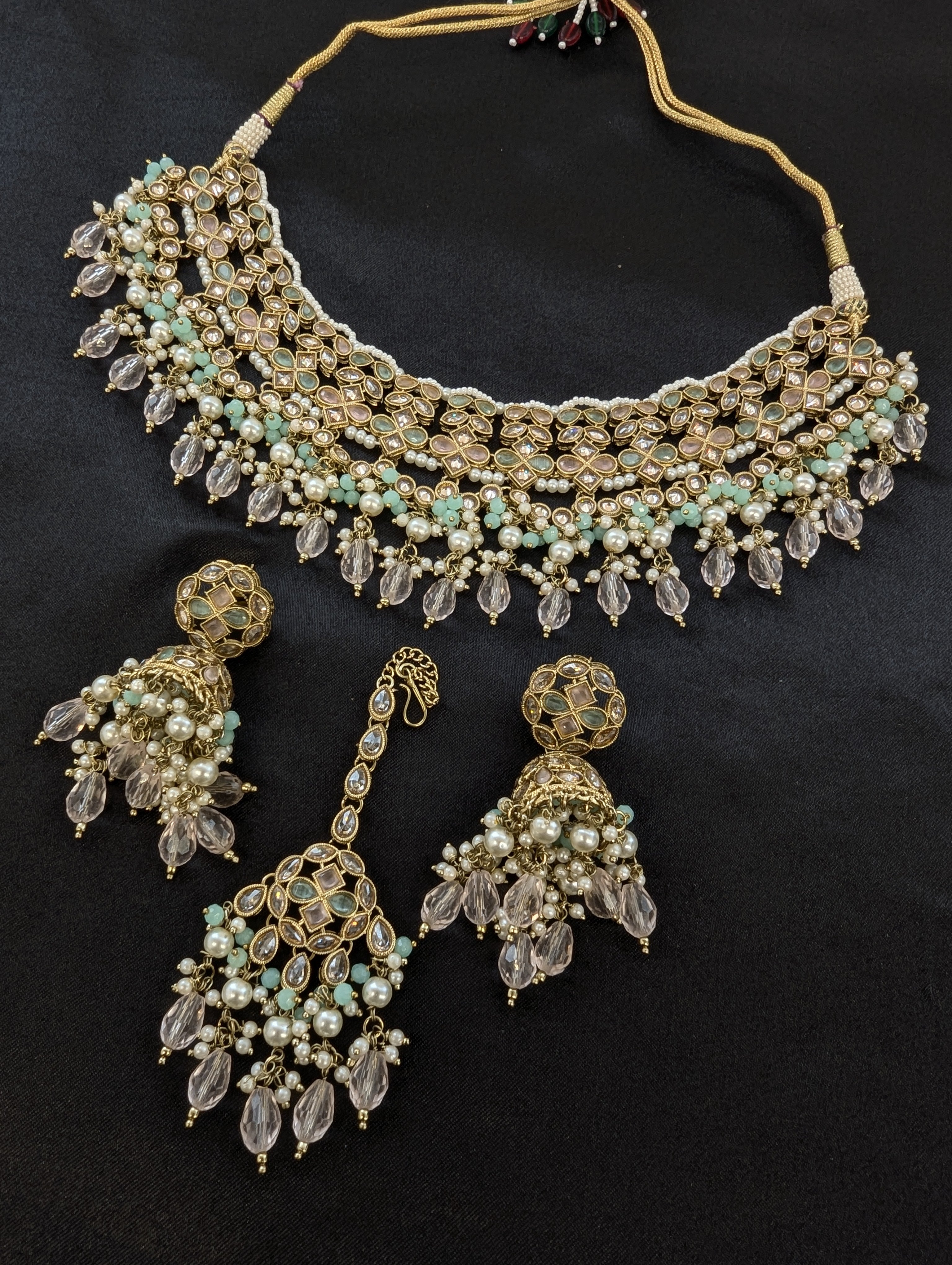 Samira Polki Semi Bridal Jewelry Set - Elegant Necklace & Earrings for Weddings, Parties & Special Occasions