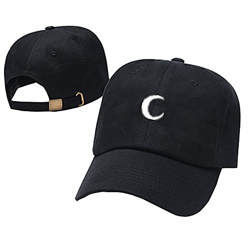 Furtony Adjustable Cotton Baseball Cap with Moon Pattern Embroidery - Stylish Hip-Hop Hat for Men & Women - Perfect for Streetwear, Outdoor Activities and Fashion Accessories