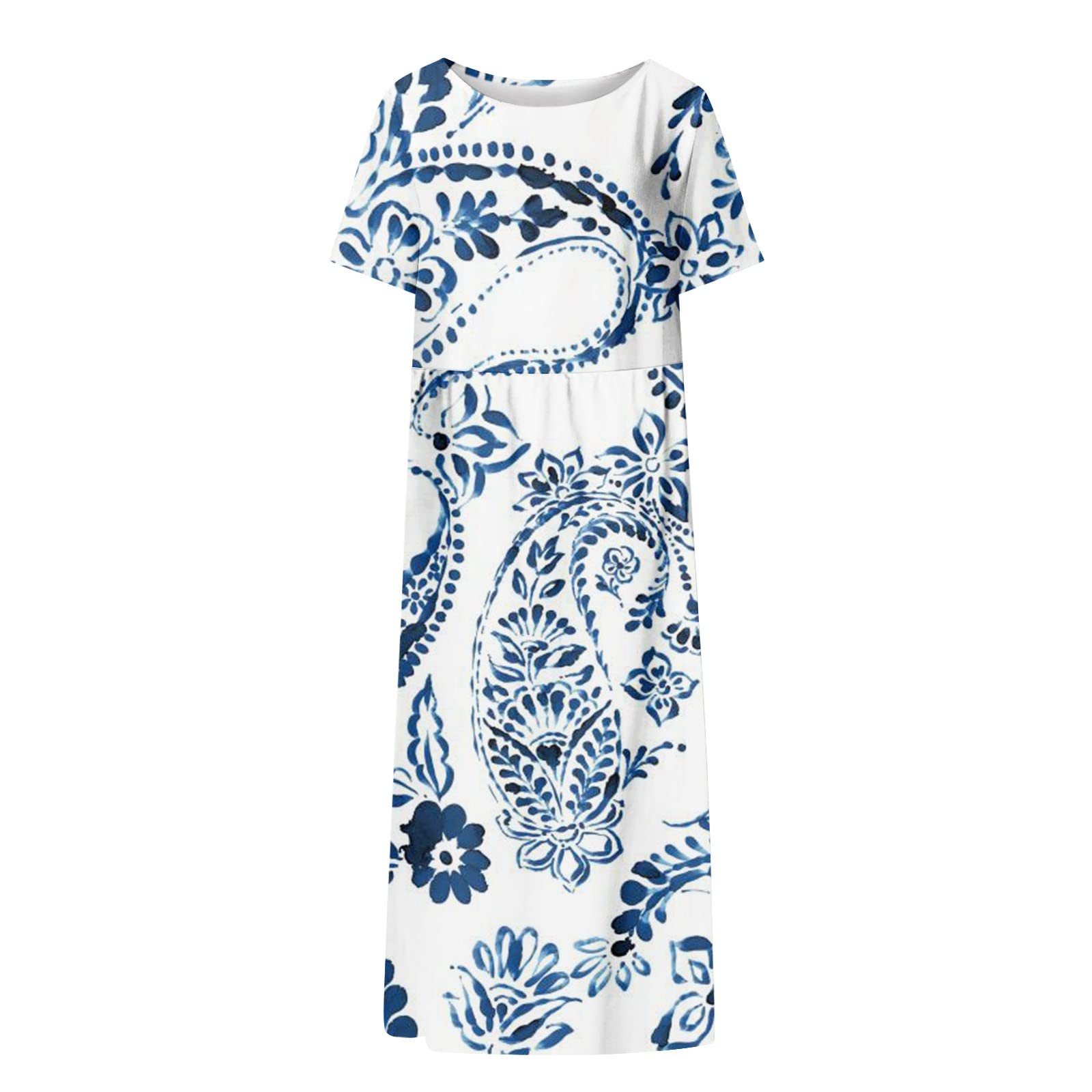 2023 Women's Floral Print Summer Dresses - Short Sleeve Casual Loose Fit Round Neck Pocket Dress | Perfect for Beach Vacations, Garden Parties & Everyday Wear