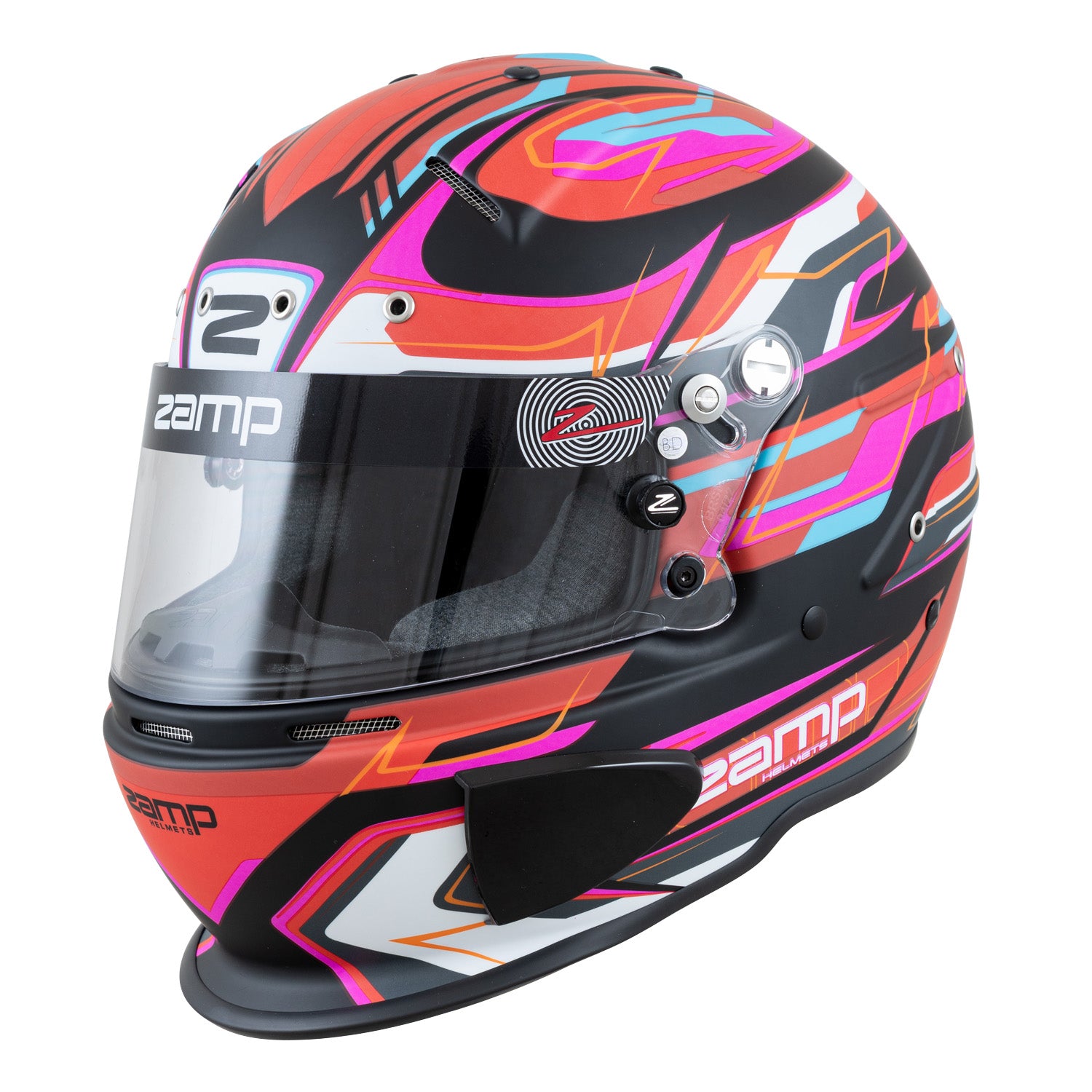 Zamp RZ 70E Matte Black Racing Helmet - FIA 8859 & Snell SA2020 Certified - Lightweight Motorcycle & Auto Racing Safety Gear for Track & Street Use