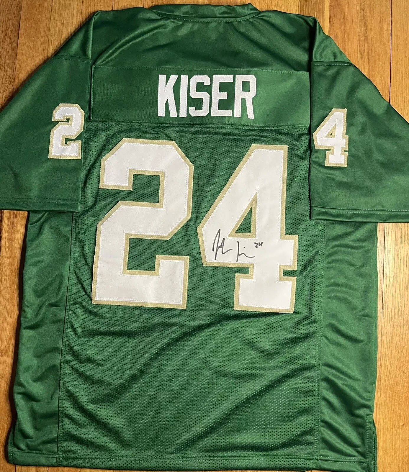 Jack Kiser Autographed Notre Dame Fighting Irish Custom Green Football Jersey with JSA COA - Perfect for Collectors, Fans, and Game Day Memorabilia