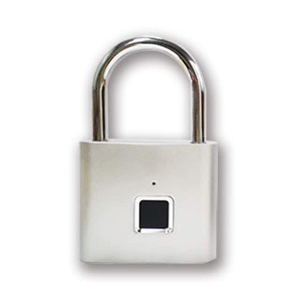 WSZJJ Fingerprint Padlock - One Touch Open Gym Lock for Locker, Sports, School & Employee Locker - Secure Suitcase Lock (76x46x13mm, Silver) - Perfect for Travel, Gym, School & Office Security