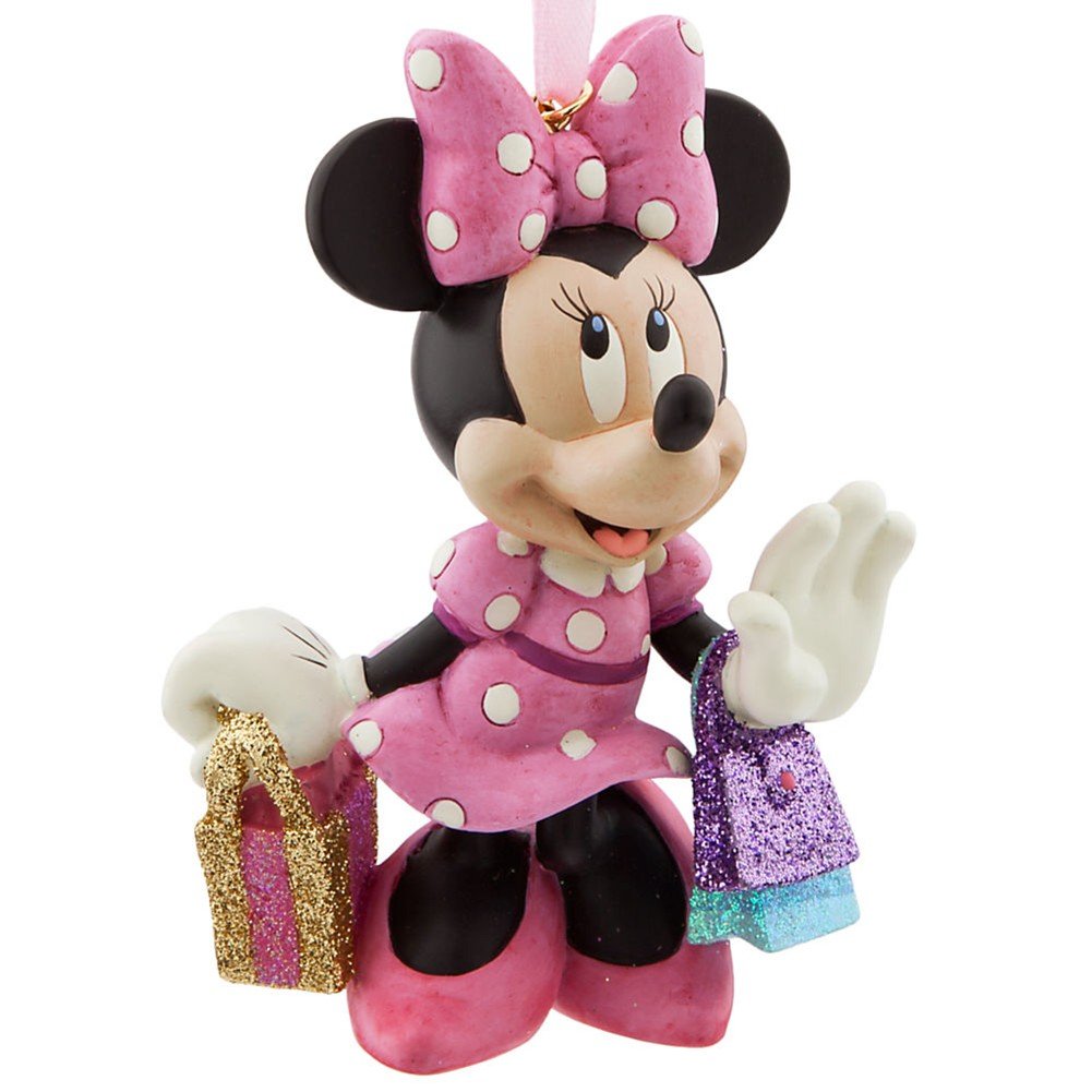 Disney Store Pink Minnie Mouse Christmas Shopping Sketchbook Ornament Figurine - Holiday Home Decor, Gift for Disney Fans, Christmas Tree Decoration