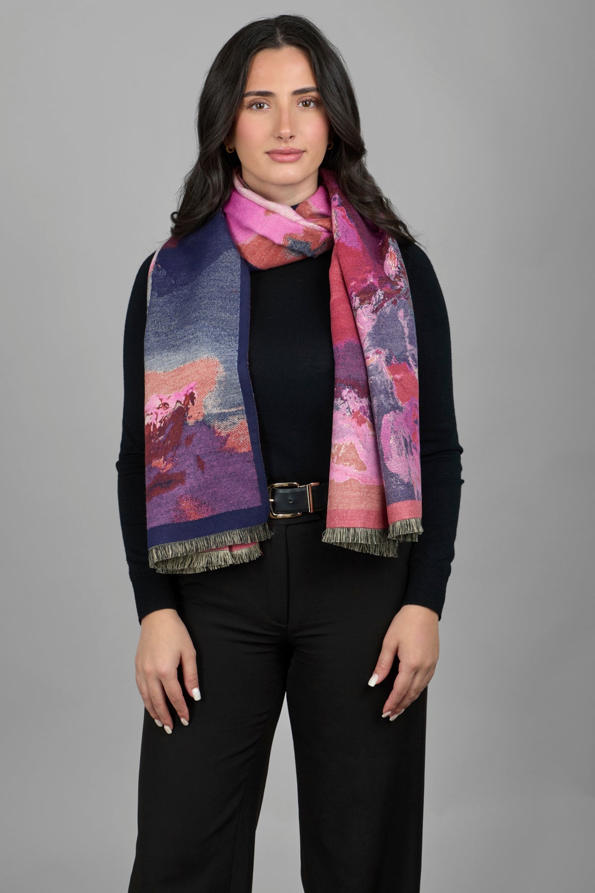 Stylish Multicolor Abstract Splatter Reversible Scarf - Lightweight Fashion Accessory for Women, Perfect for Fall/Winter Outfits & Holiday Gifts