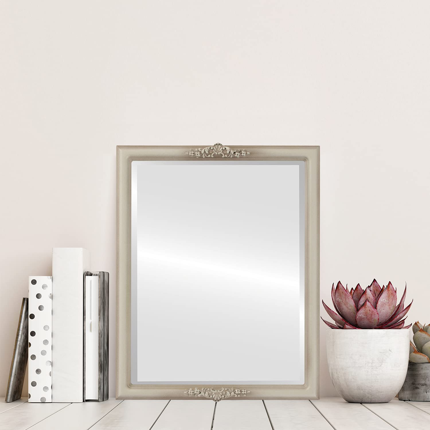 Contessa Style Taupe Rectangle Beveled Wall Mirror 14x18 Inches - Elegant Home Decor for Living Room, Bedroom & Entryway