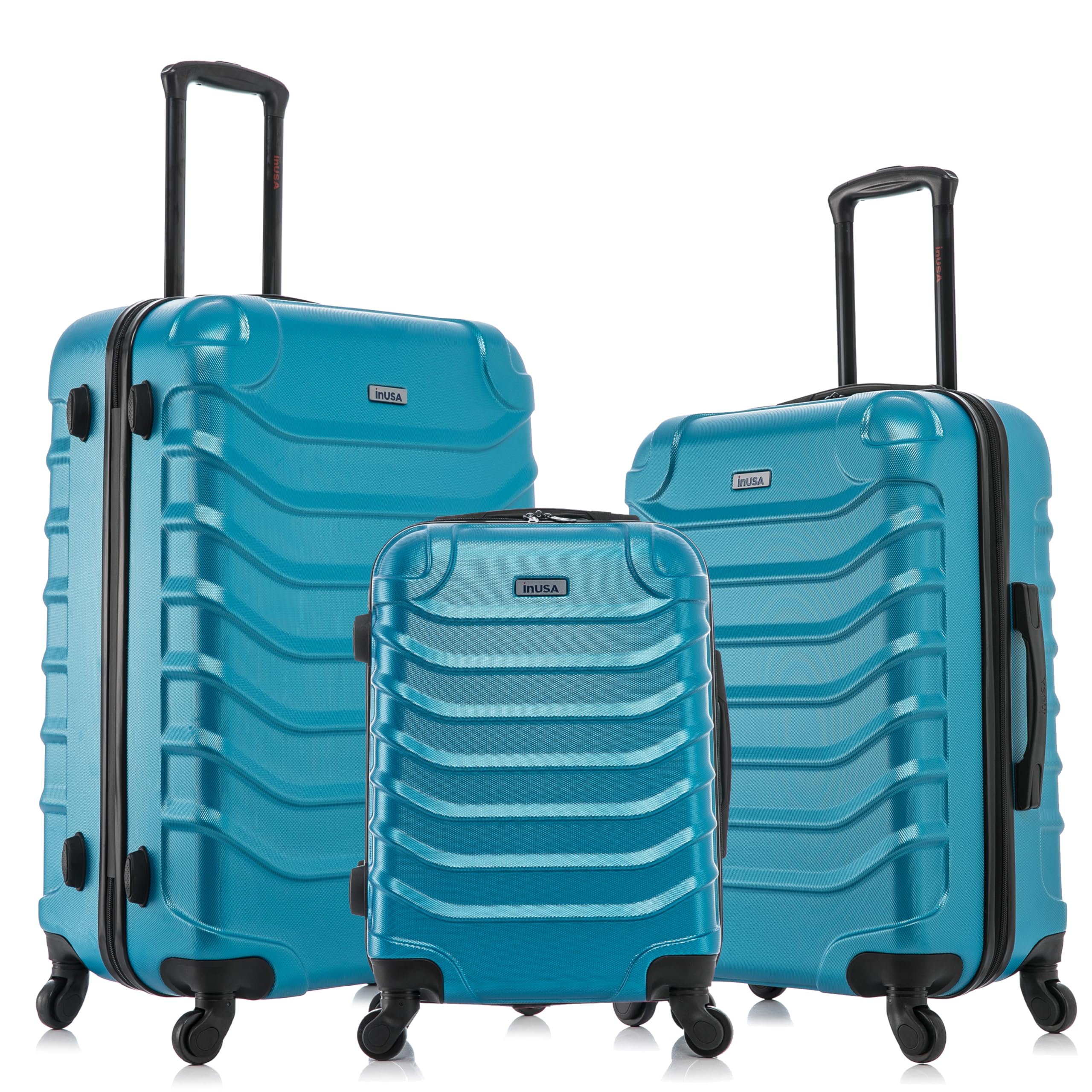 InUSA ENDURANCE 3-Piece Hardshell Luggage Set with Spinner Wheels (20in, 24in, 28in) - Lightweight Durable Teal Suitcase for Travel, Business Trips & Family Vacations