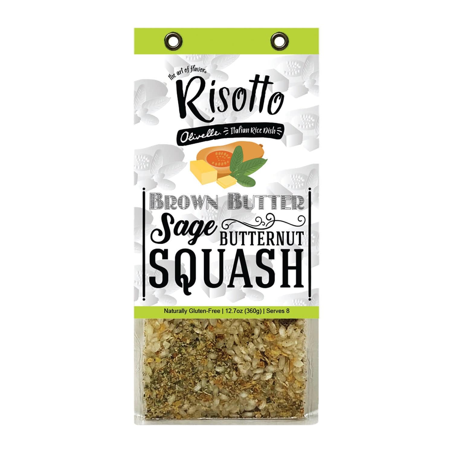 Olivelle Brown Butter Sage Butternut Squash Risotto Mix 12.7oz - Gourmet Italian Rice Dish for Fall Dinners & Holiday Entertaining