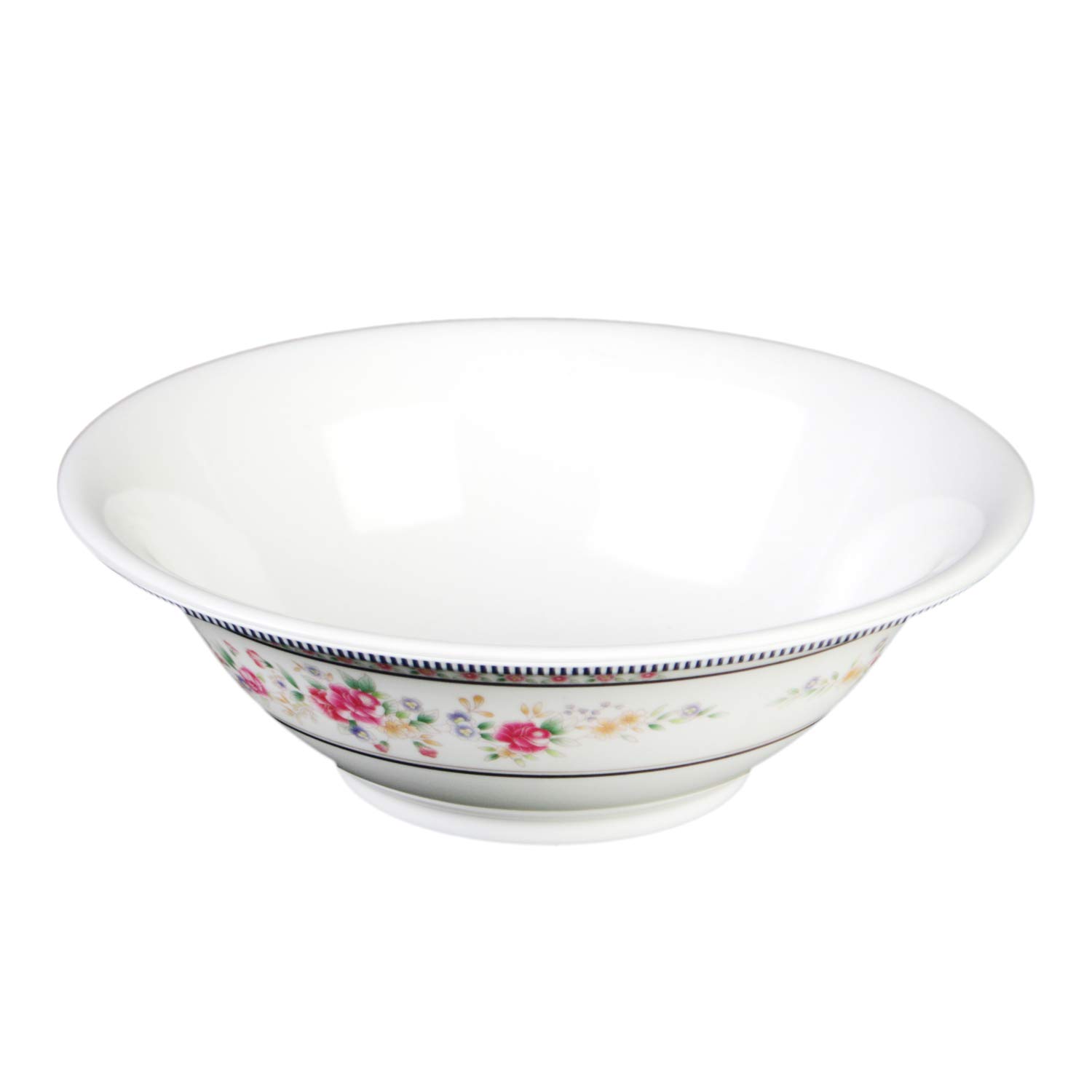 Thunder Group Rose Melamine Dinnerware Set - 15 oz Deep Bowl (6 Inch) - Pack of 12 - Durable & Stylish for Restaurants, Catering, and Outdoor Dining