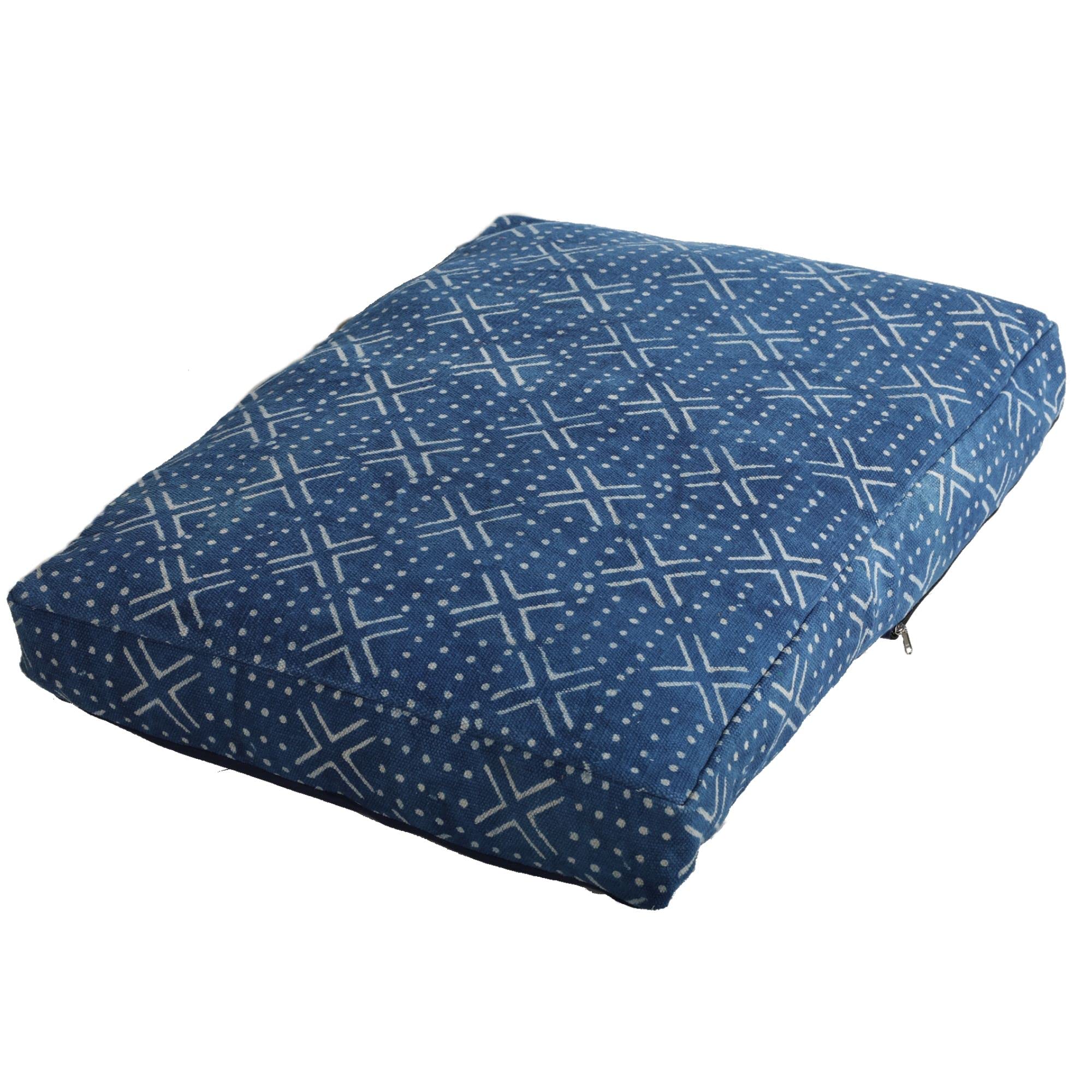 Handwoven African Mudcloth Print Pillow Cover - Decorative Ethnic Block Print Cushion Case for Floor, Bed, Sofa & Meditation | Boho Home Decor, Baby Nursery & Bohemian Living Room Accent (Pattern 1)