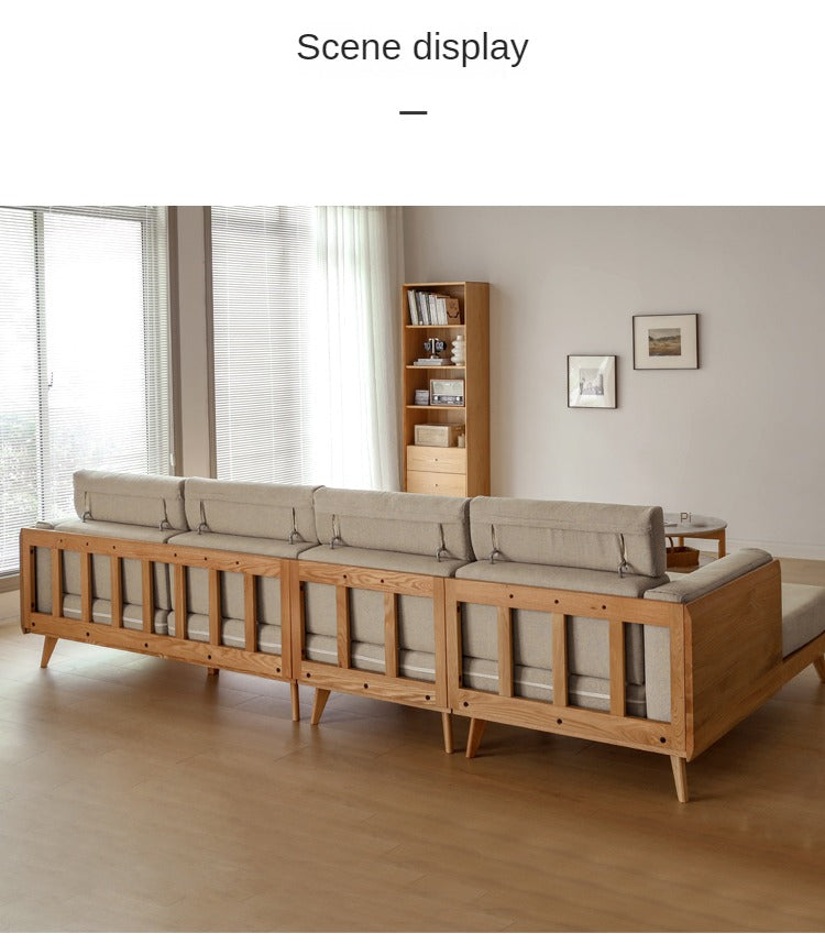 Oak & Ash Solid Wood Modern Fabric Sofa - Contemporary Living Room Furniture for Comfortable Lounging & Stylish Home Decor