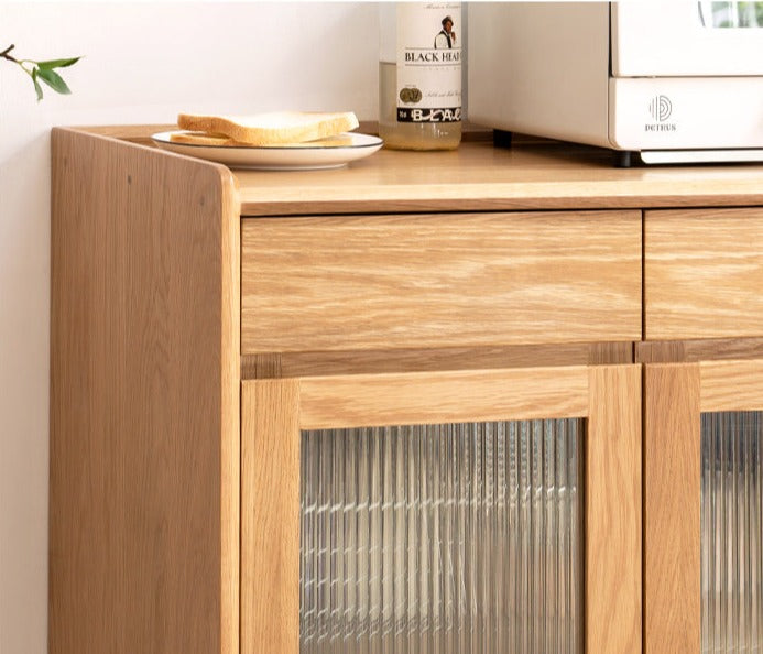 Modern Oak Solid Wood Sideboard - Scandinavian Nordic Style TV Stand, Buffet Cabinet for Living Room, Dining Room & Entryway Storage