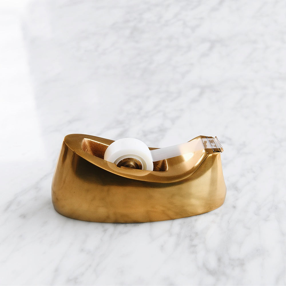 Premium Brass-Plated Tape Dispenser - Heavy Duty & Stylish for Office, Packaging, and Home Use