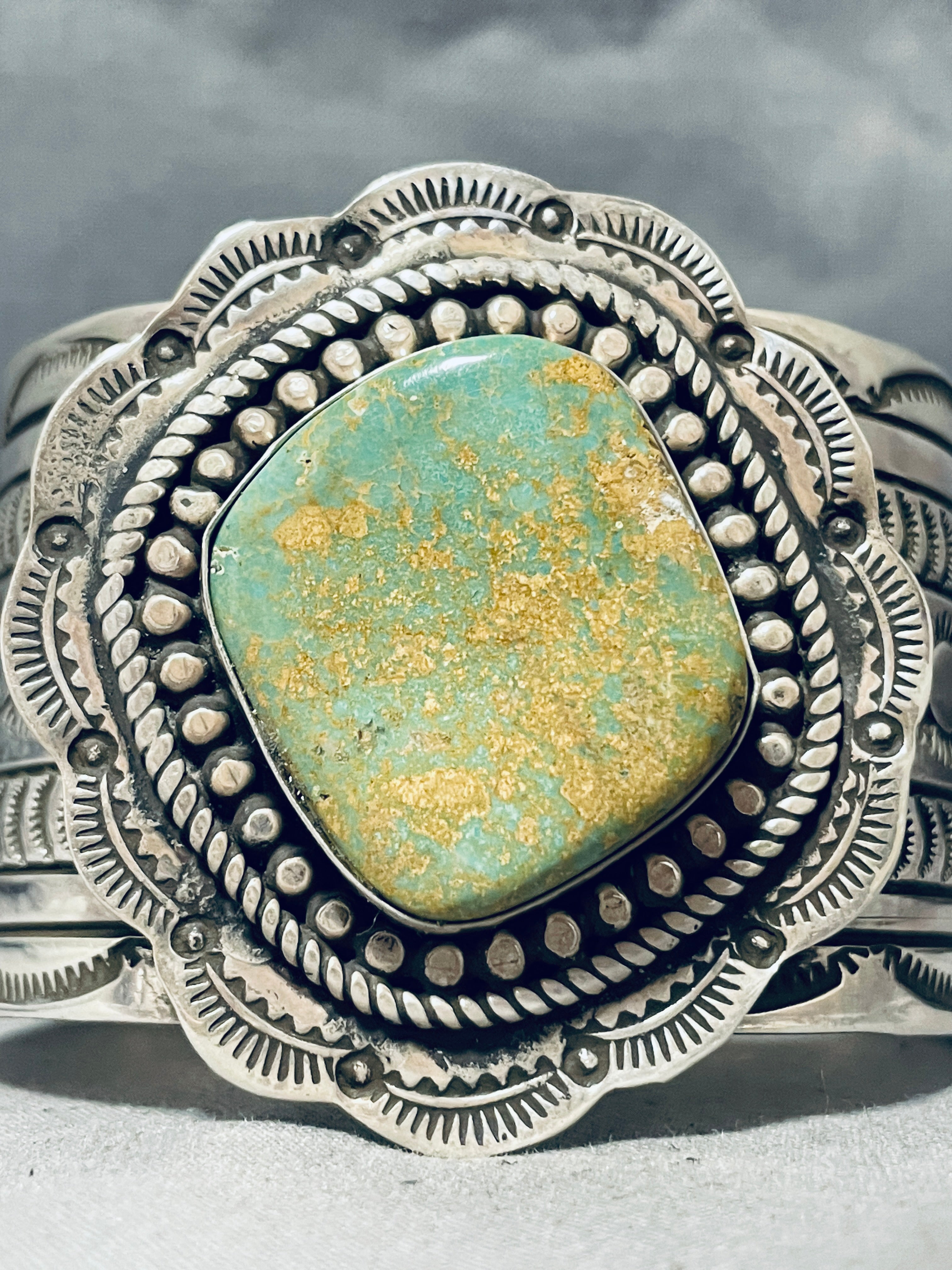 125 Gram Authentic Navajo Royston Turquoise Sterling Silver Handmade Signed Bracelet - Perfect for Boho Jewelry, Native American Fashion & Gift Giving