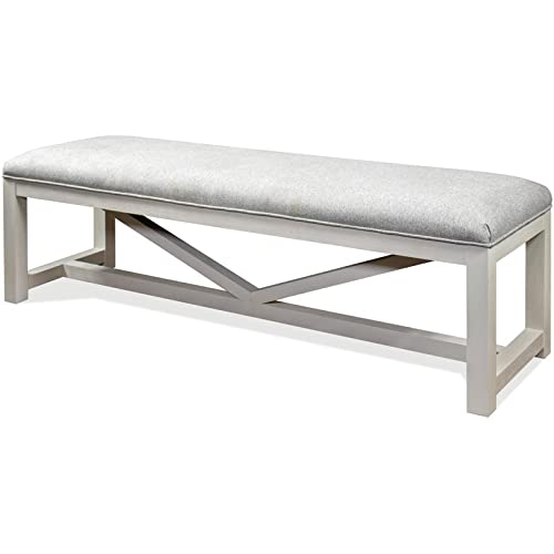 Riverside Furniture Osborne Upholstered Wood Dining Bench - Winter White | Solid Wood Frame & Padded Seat | Perfect for Kitchen Nook, Dining Room & Entryway Seating
