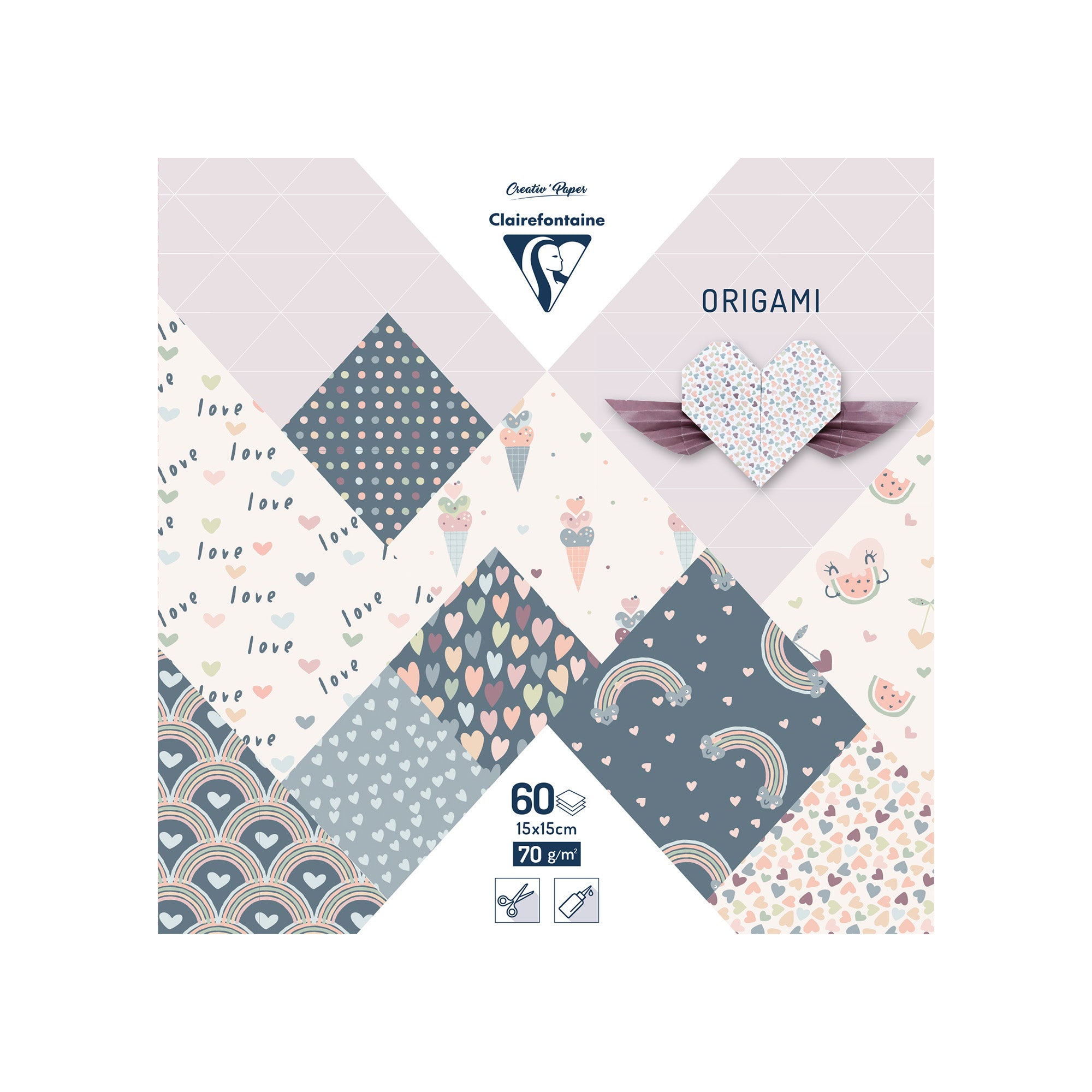 60 Sheet Origami Paper Kit with 15 Patterns - Little Love Origami Set for Kids & Adults - Perfect for DIY Crafts, Classroom Activities, and Creative Gift Giving