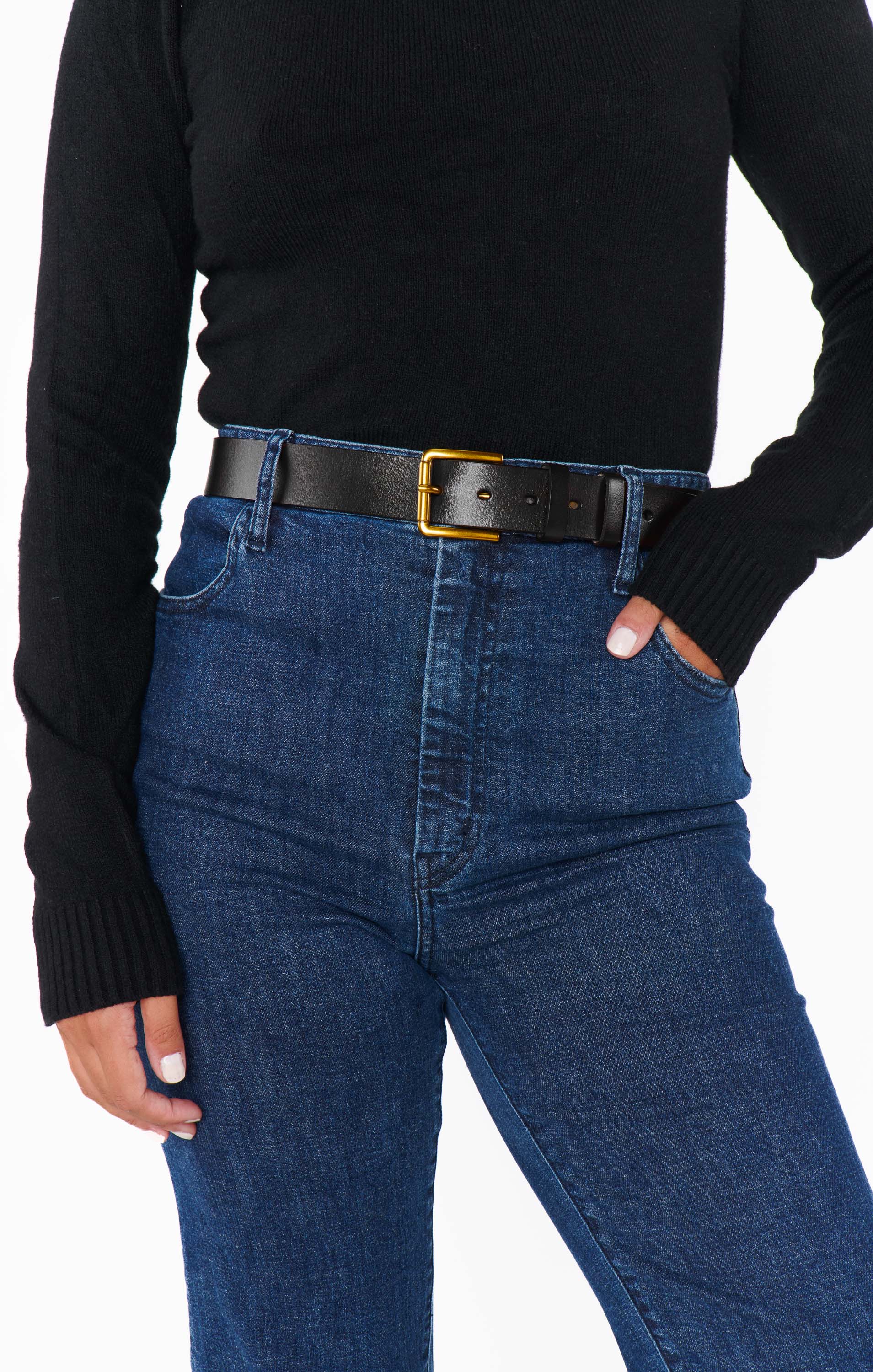 Stylish Jordana Belt for Women - Premium Black Leather Waist Belt - Perfect for Casual, Office & Evening Outfits