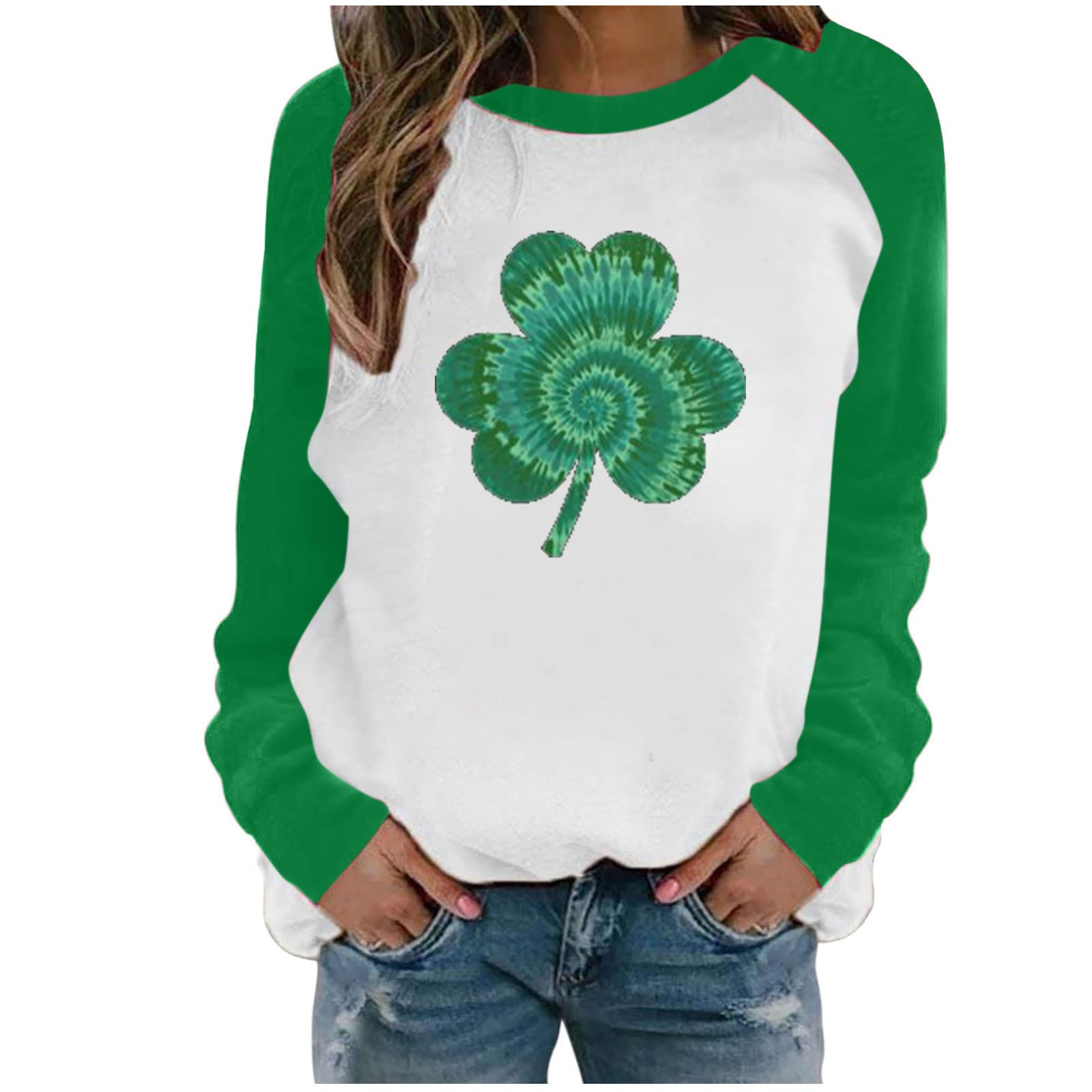 St. Patrick's Day Graphic Tees for Women - Vintage Streetwear Raglan Baseball Long Sleeve Shirt & Graphic Crewneck Sweatshirt | Perfect for Irish-Themed Parties, Pub Crawls & Festive Holiday Outfits