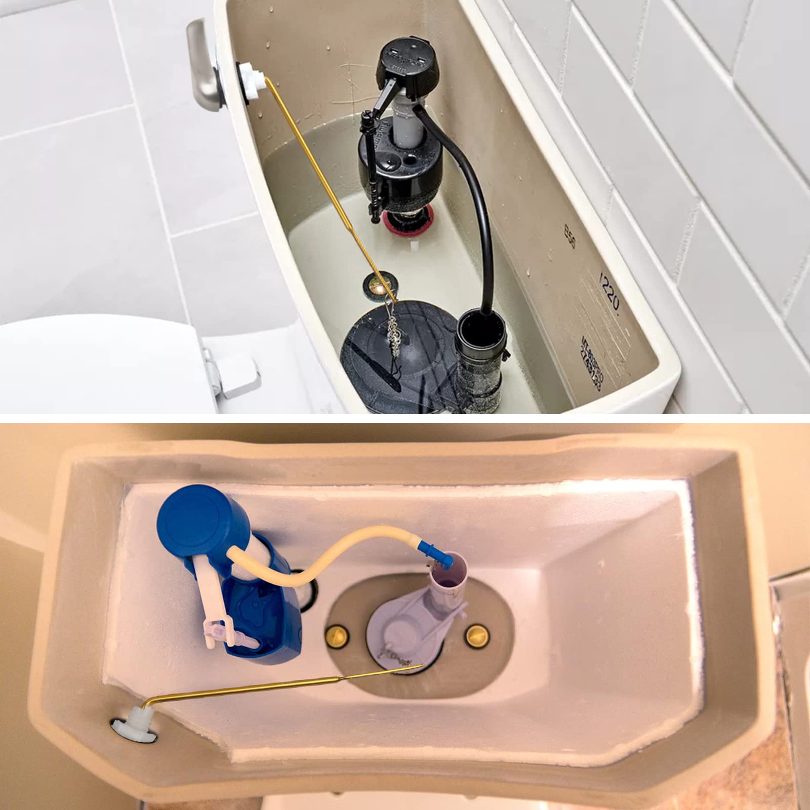 Jwodo Universal Toilet Flush Handle Replacement Kit - Satin Nickel Finish, Stainless Steel Flapper Chains - Compatible with Most Front Mount Toilets | Bathroom Repair & DIY Installation Accessories