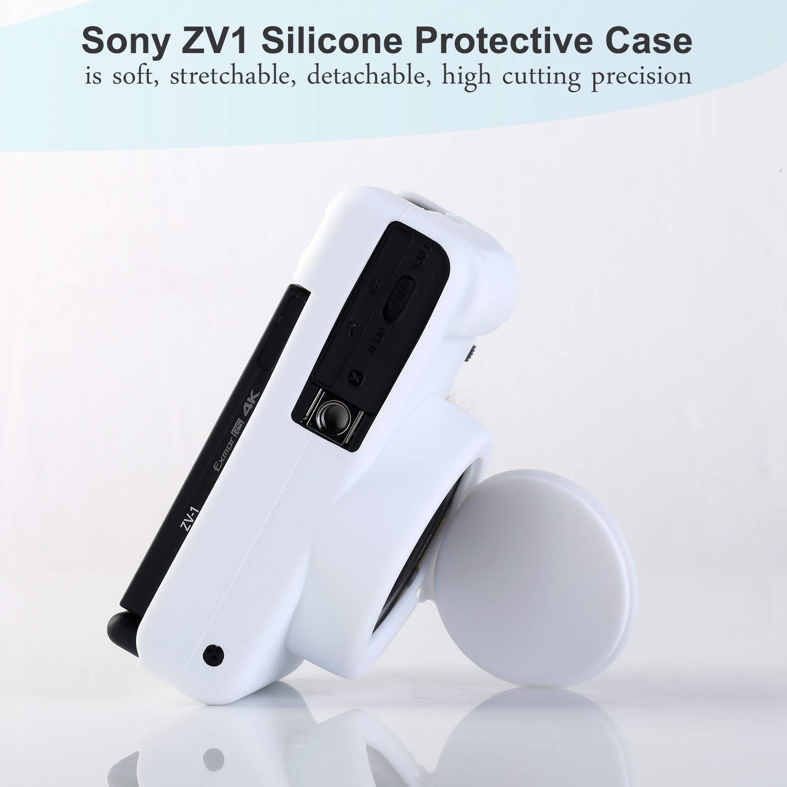 Sony ZV-1 Camera Case - Slim Fit Anti-Scratch Soft DSLR Sleeve with Screen Protector for Sony ZV1 Digital Camera (White) - Perfect for Travel, Vlogging & Everyday Protection
