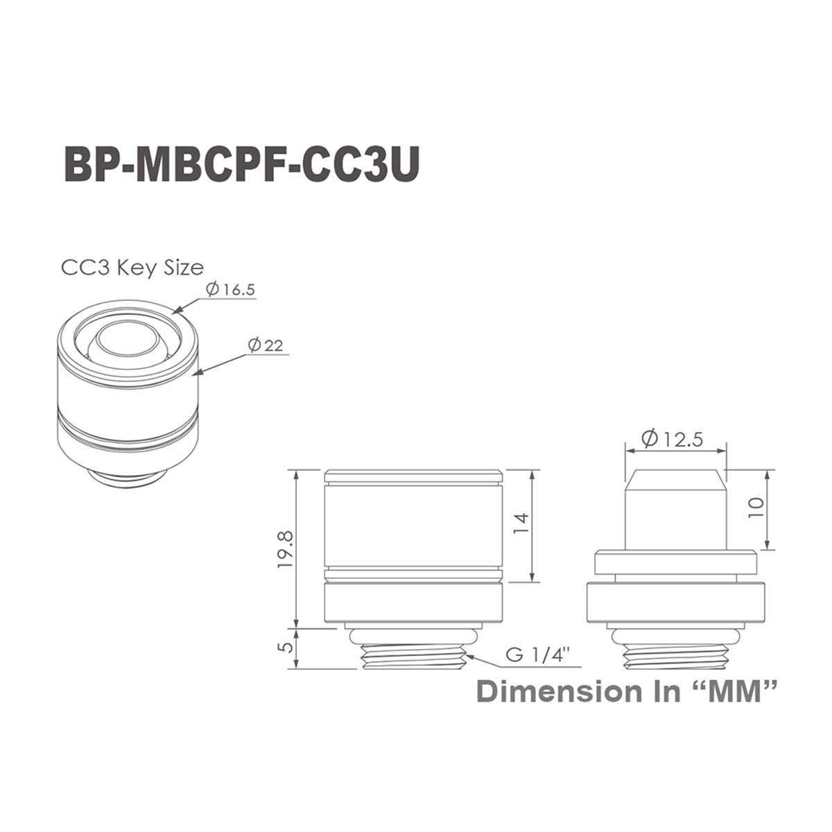 Bitspower G1/4 Compression Fitting CC3 Ultimate for 3/8
